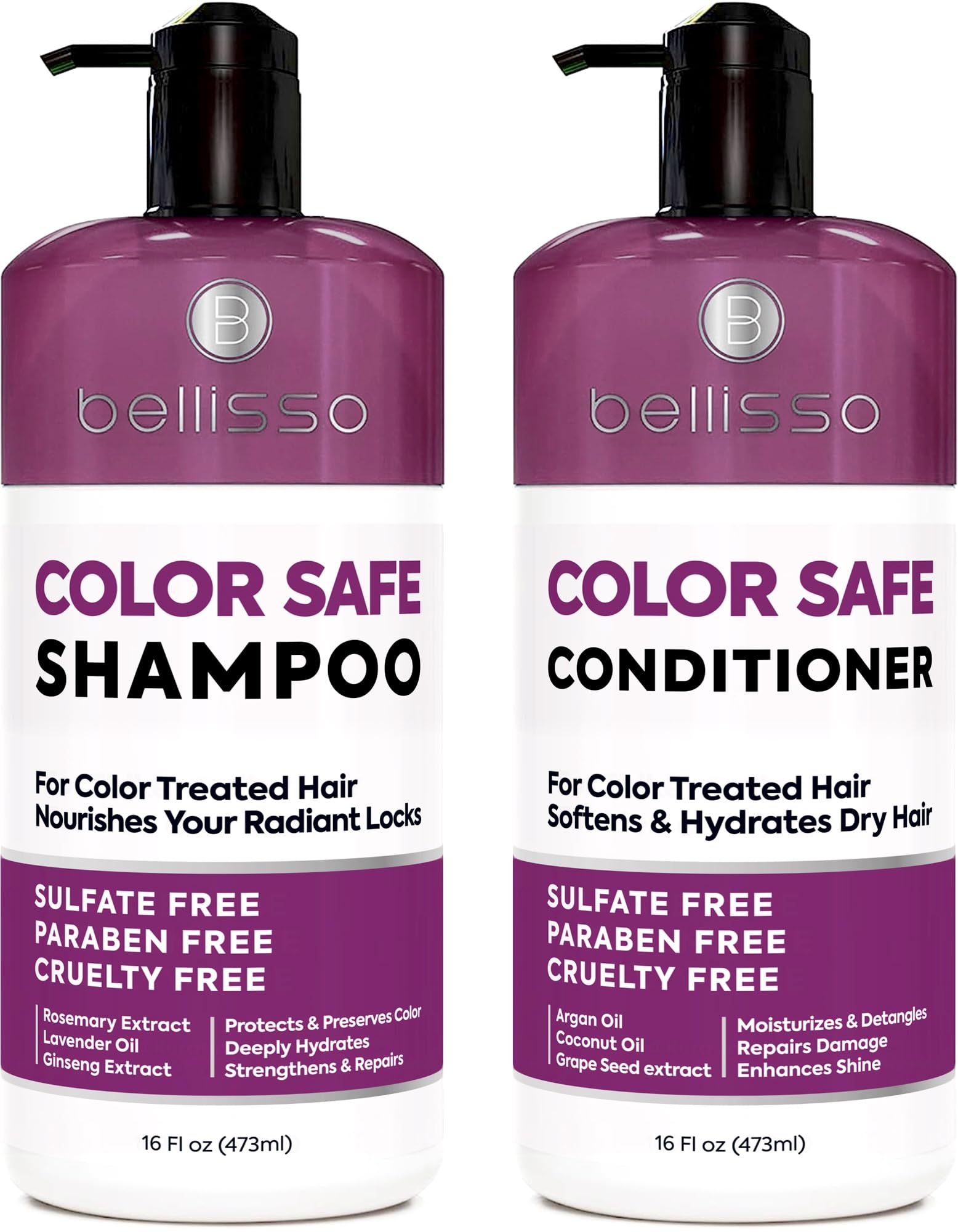 Bellisso Color Safe Shampoo & Conditioner Set – Anti-Fade & Hydrating for Color Treated Hair
