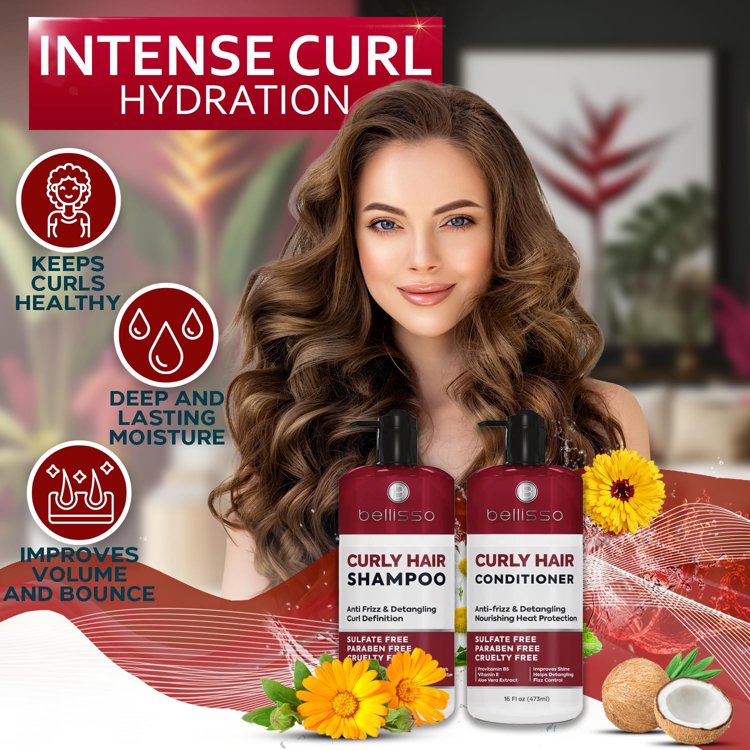 Bellisso Curly Hair Shampoo & Conditioner Set — Define Curls, Hydrate, Color-Safe