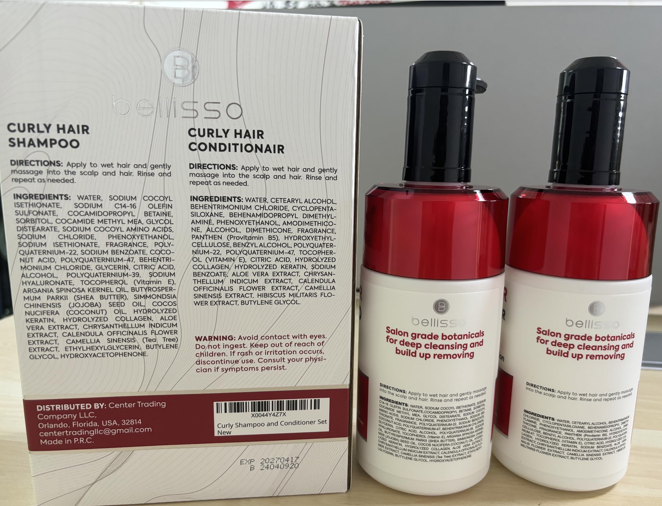Bellisso Curly Hair Shampoo & Conditioner Set — Define Curls, Hydrate, Color-Safe