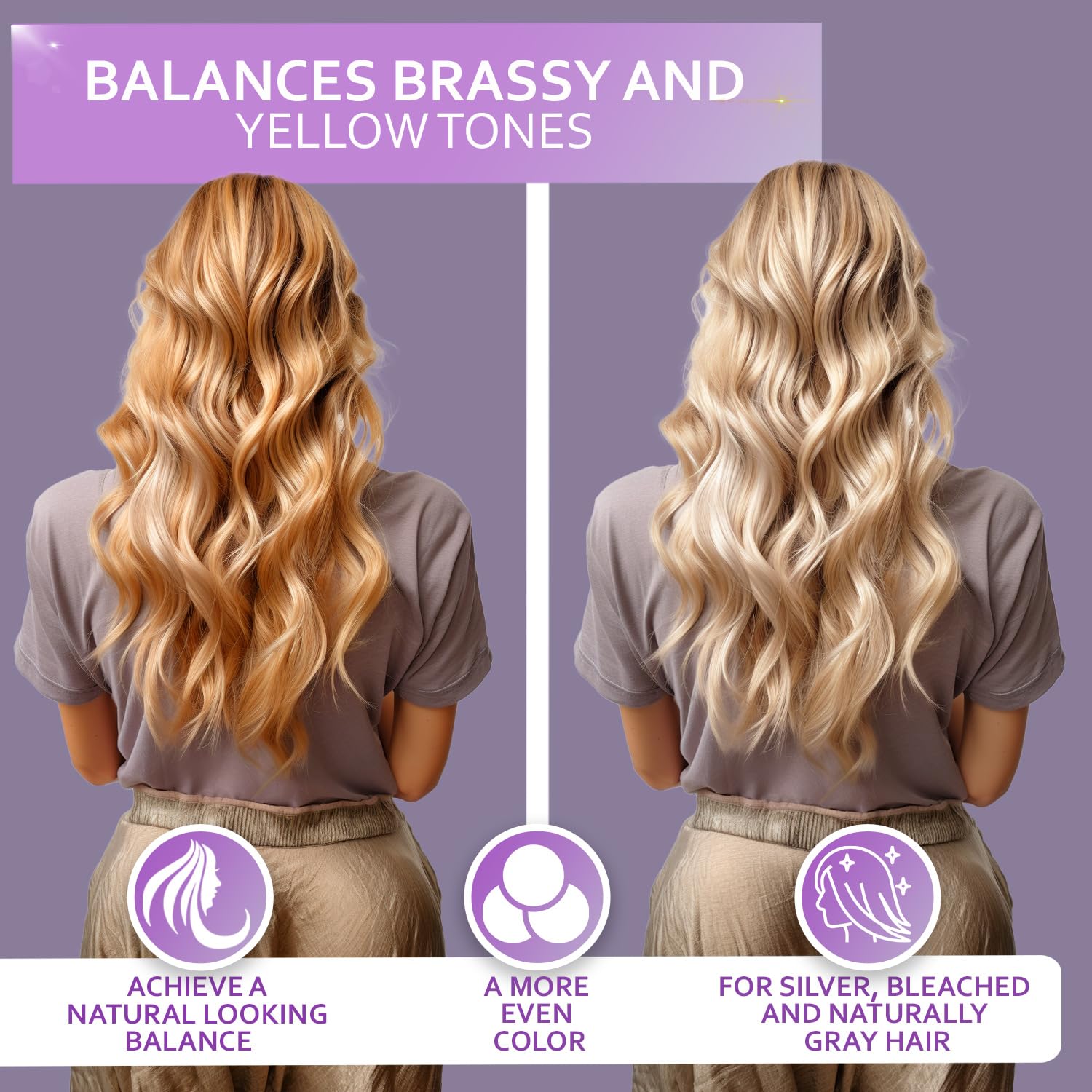 Bellisso Purple Shampoo & Conditioner Set – Toner for Platinum Blonde, Silver, Grey Hair | Sulfate & Paraben Free