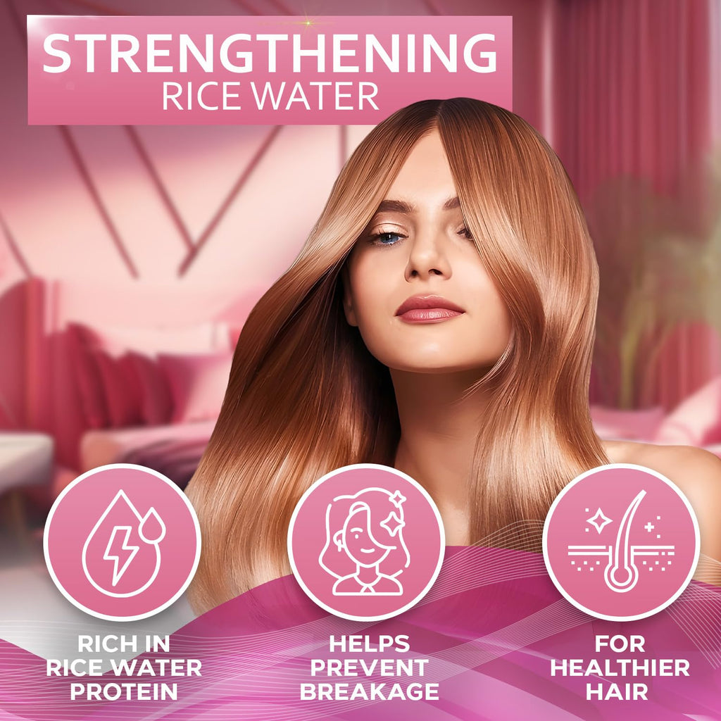 Bellisso Rice Water Spray for Hair – Rosemary, Biotin & Castor Oil – Leave-In Thickening Care