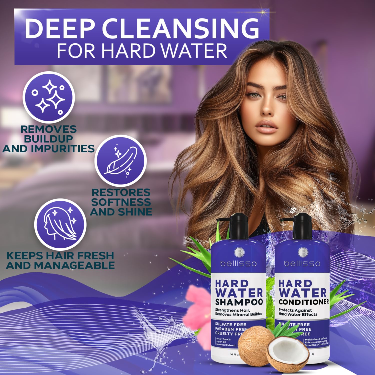 Bellisso Hard Water Shampoo & Conditioner – Sulfate Free Chelating Hair Care