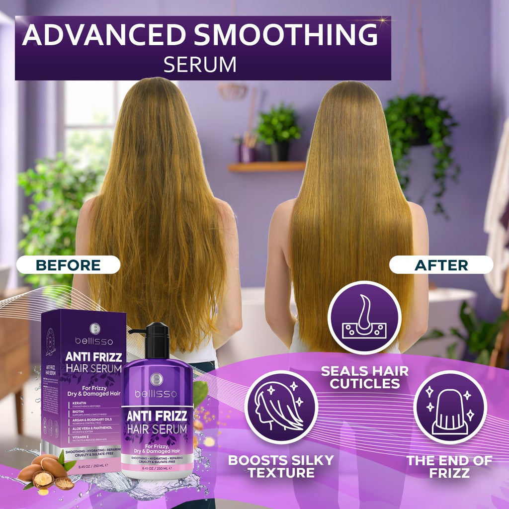Bellisso Anti Frizz Hair Serum – Frizz Control & Humidity Protection – 8.45 Fl Oz