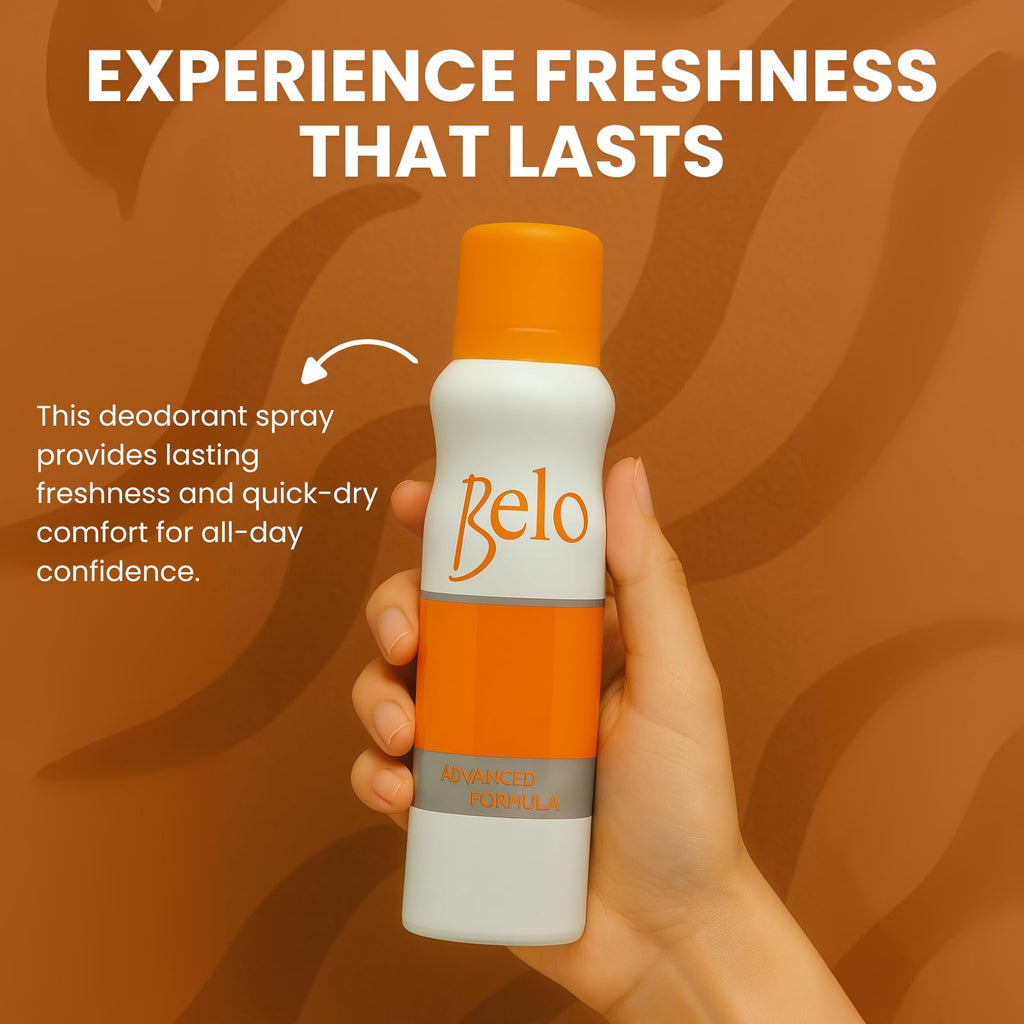 Belo Essentials Advanced Formula Odor Control Deodorant Spray – Gentle Quick-Dry Protection, Fresh Scent, 140ml