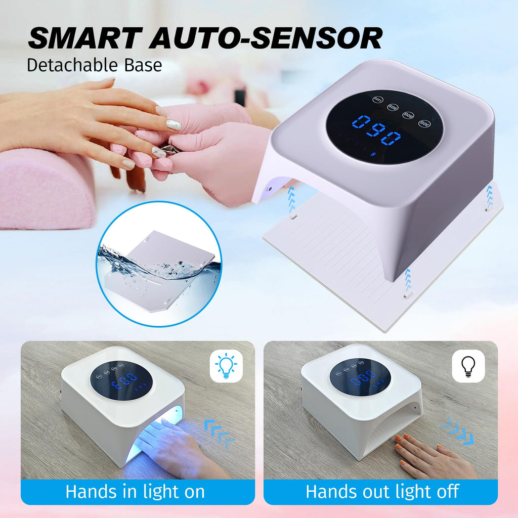Belovedone 72W UV Nail Lamp – Cordless LED Gel Dryer with 4 Timer Modes and Diamond Rhinestones