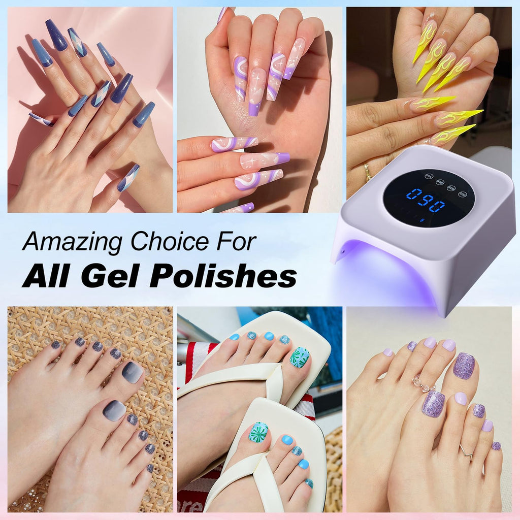 Belovedone 72W UV Nail Lamp – Cordless LED Gel Dryer with 4 Timer Modes and Diamond Rhinestones