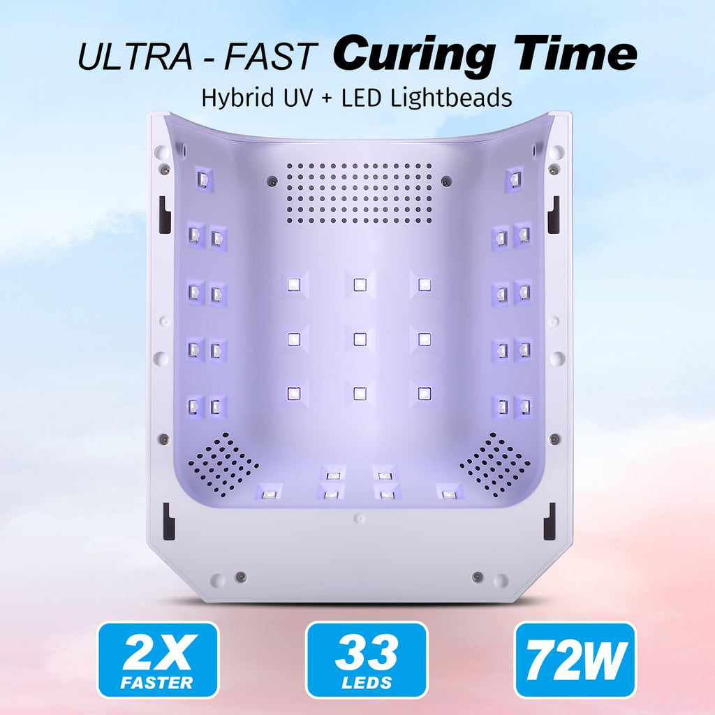 Belovedone 72W UV Nail Lamp – Cordless LED Gel Dryer with 4 Timer Modes and Diamond Rhinestones