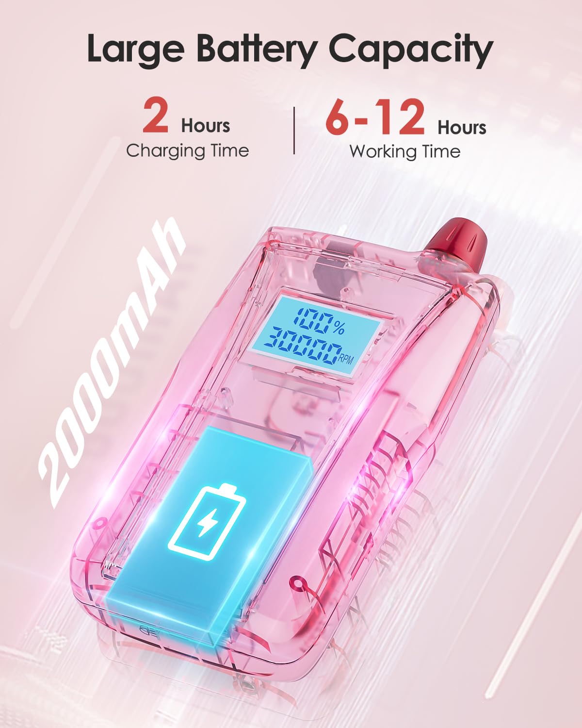 Beloving Portable Nail Drill Machine 30,000 RPM – Rechargeable Electric Nail File for Home Salon