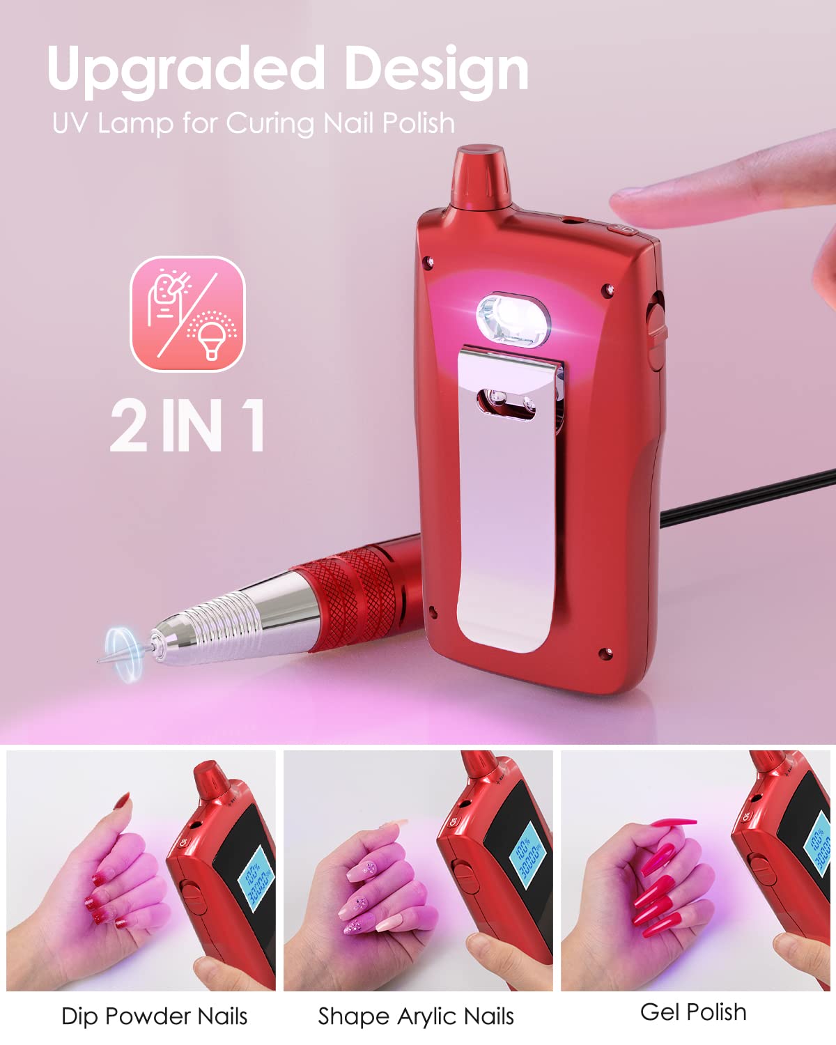 Beloving Portable Nail Drill Machine 30,000 RPM – Rechargeable Electric Nail File for Home Salon