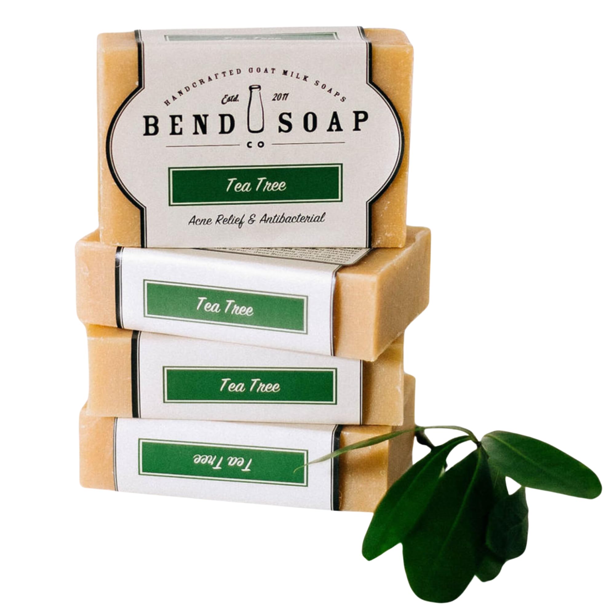 Bend Soap Company Tea Tree Goat Milk Soap – All Natural, Paraben & GMO Free – 4 x 4.5oz