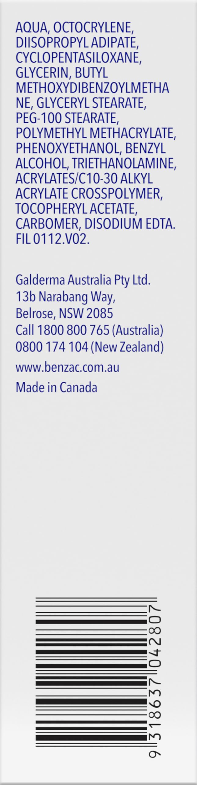 Benzac Daily Facial Moisturiser 118ml – Lightweight, Oil-Free Hydration for Acne-Prone Skin