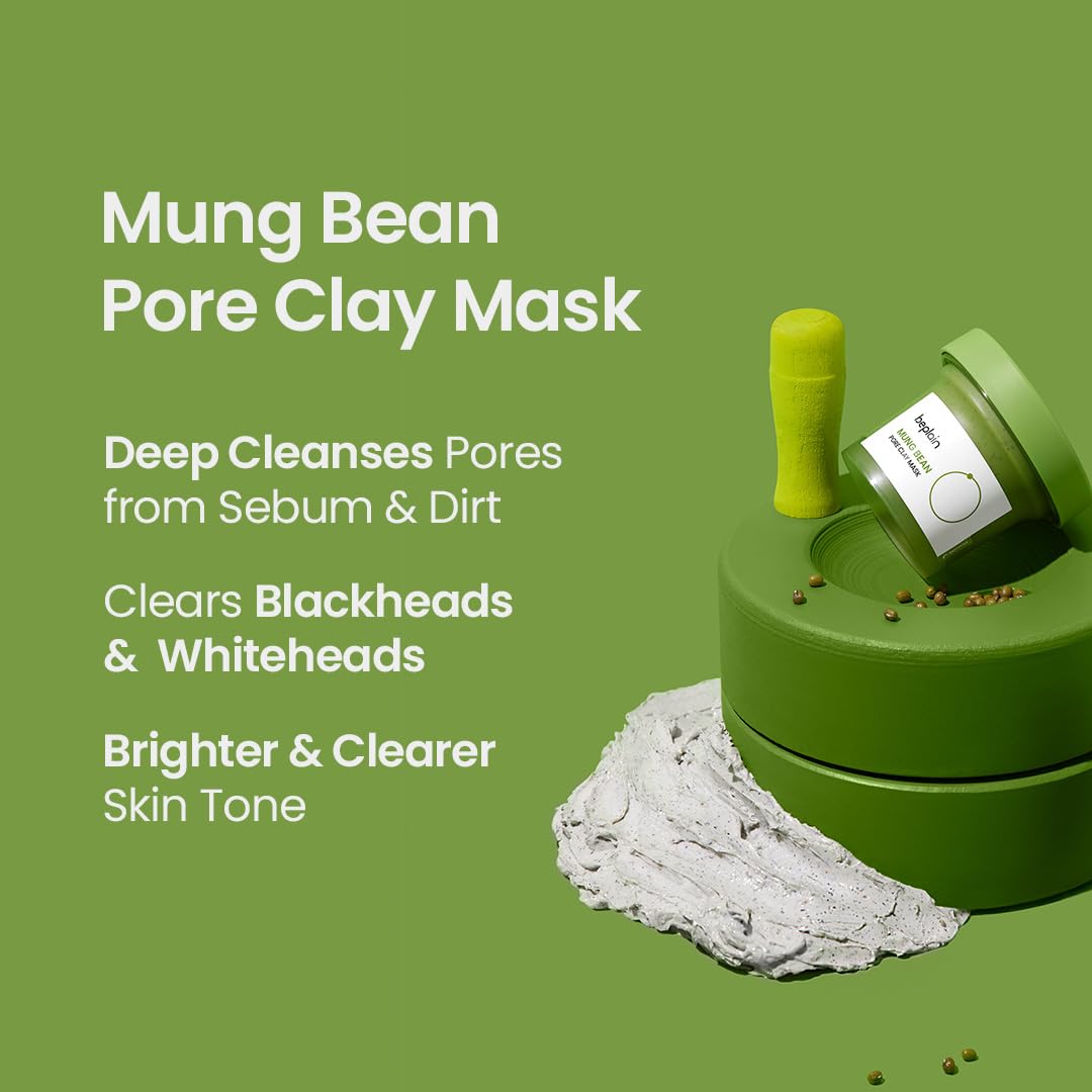 Beplain Mung Bean Pore Clay Mask – Deep Cleanse & Pore Tightening (4.05 oz)