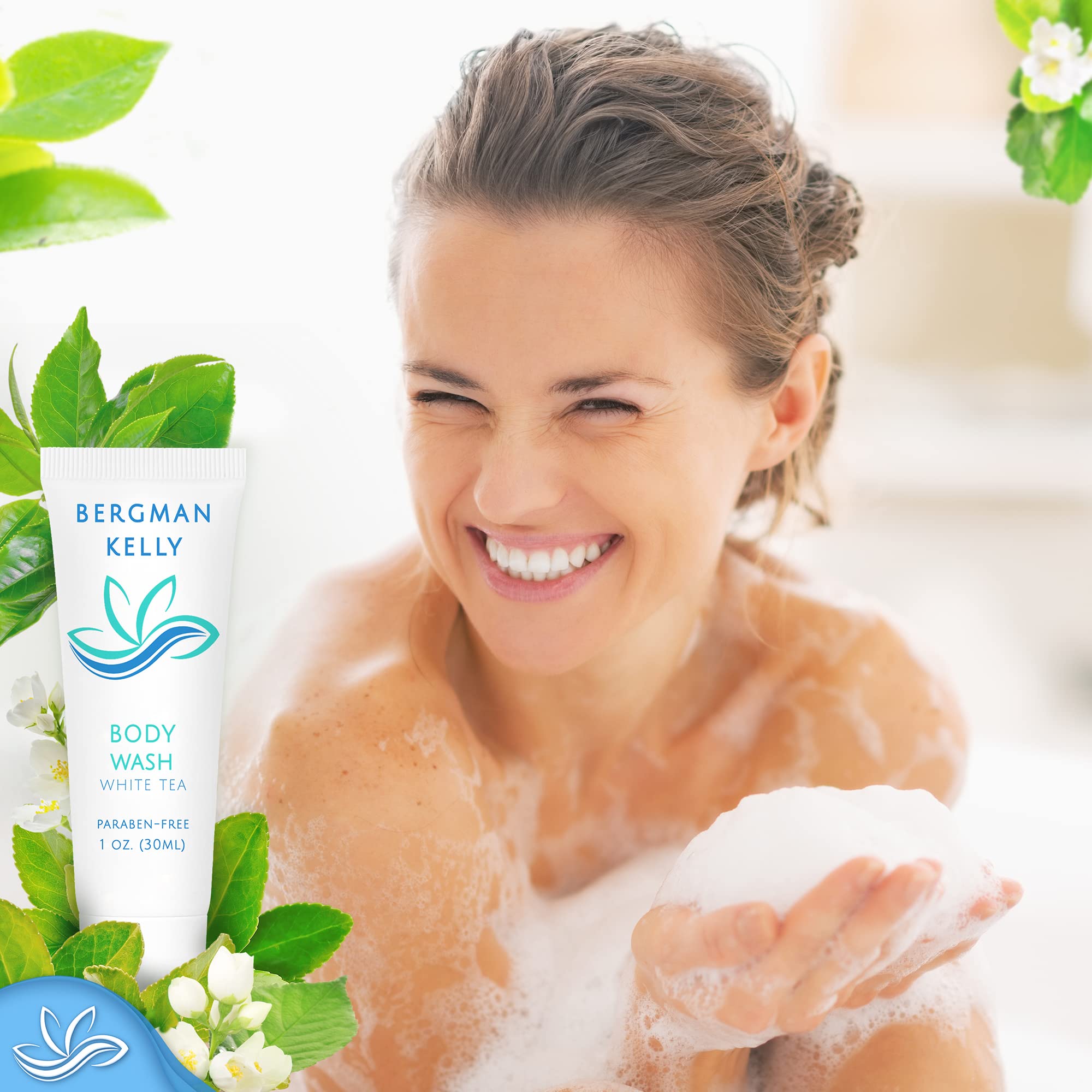 BERGMAN KELLY Travel Size Body Wash – 1 oz, 50-Pack, White Tea