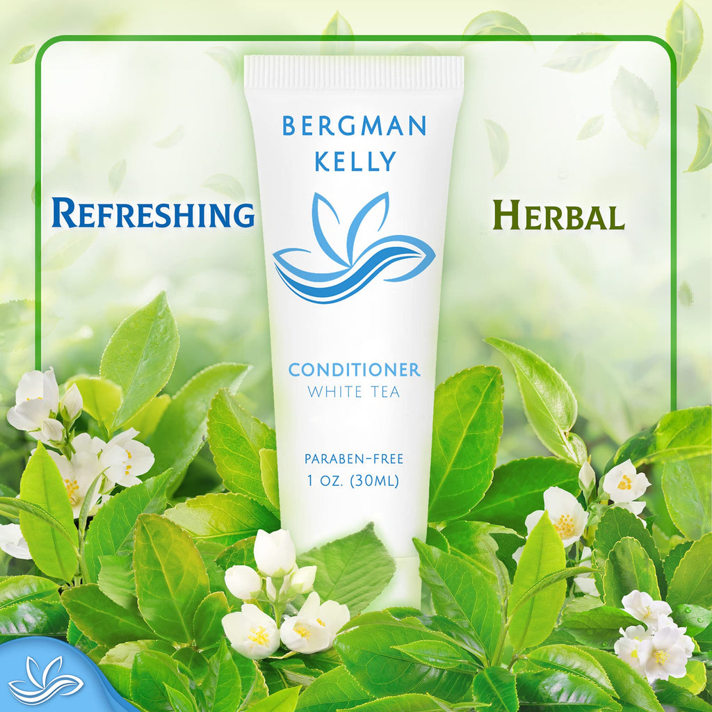 BERGMAN KELLY Travel Shampoo & Conditioner Set – White Tea, 1 fl oz x100 (Bulk Hotel Toiletries)