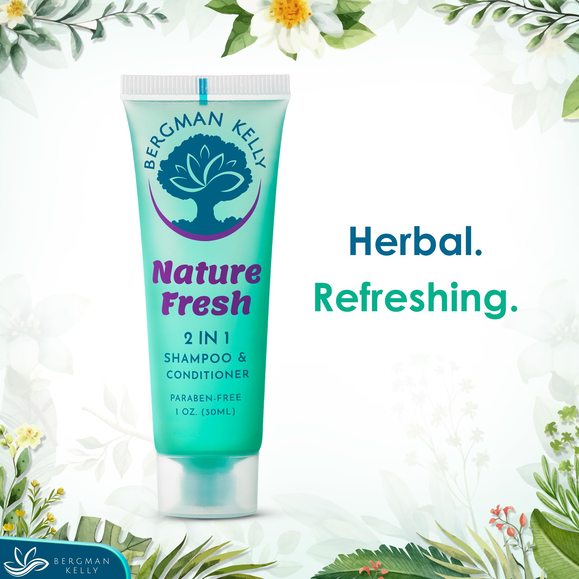 BERGMAN KELLY Travel-Size 2-in-1 Shampoo & Conditioner, Nature Fresh — 1 fl oz, 100-Pack