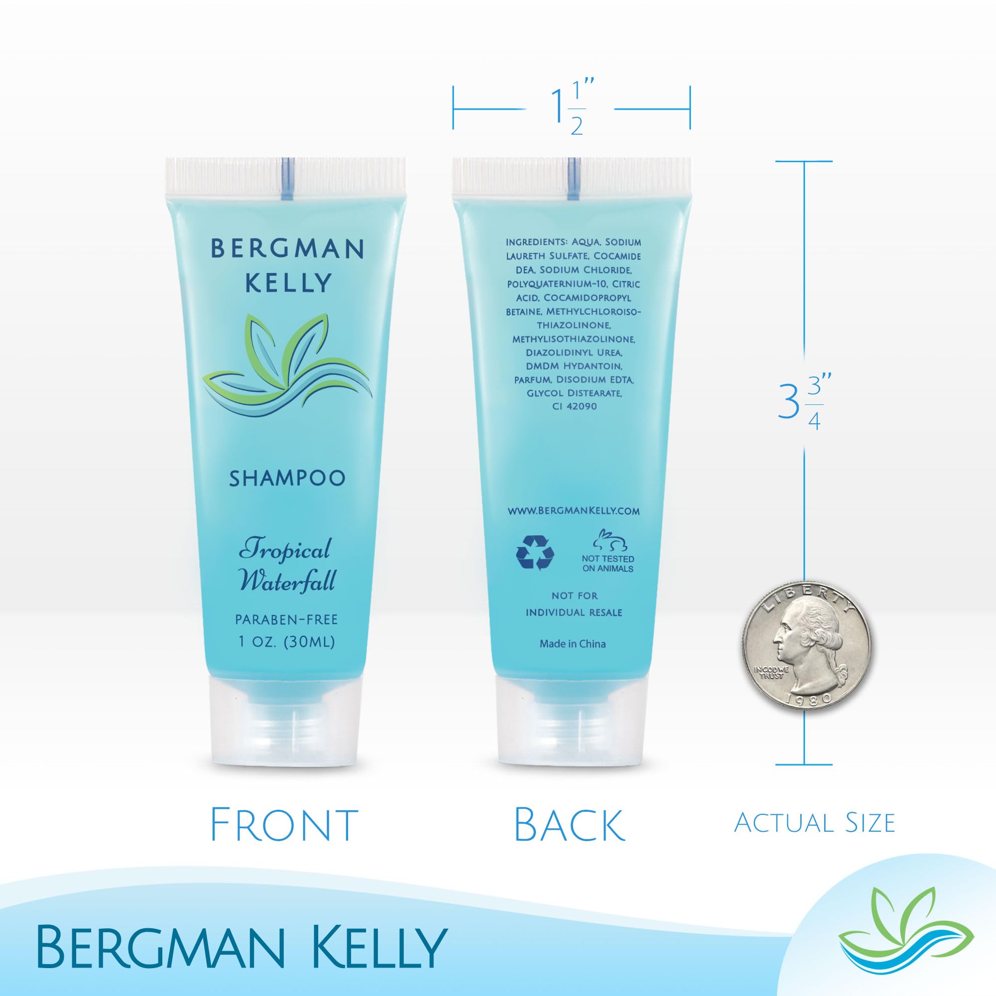 Bergman Kelly Travel Shampoo & Conditioner Set – 100 x 1oz, Tropical Waterfall