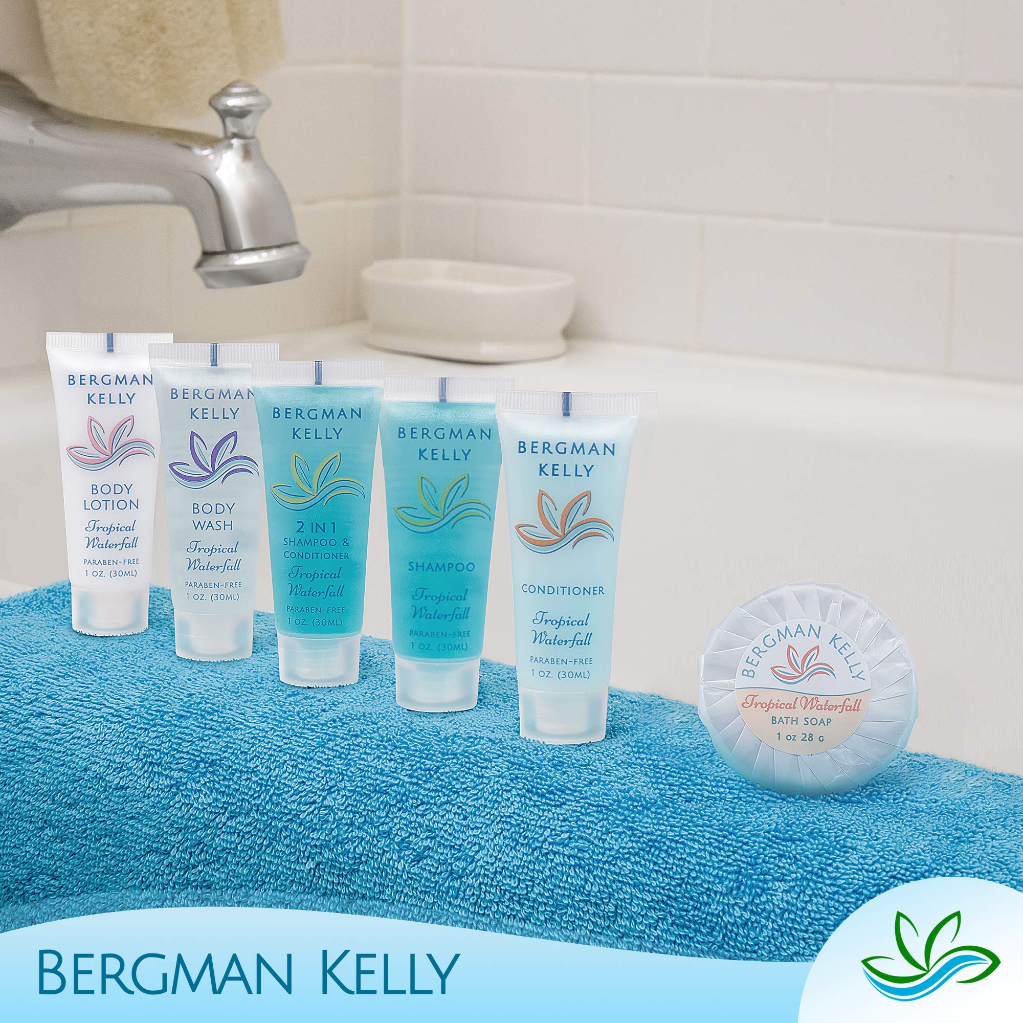 Bergman Kelly Travel Shampoo & Conditioner Set – 100 x 1oz, Tropical Waterfall
