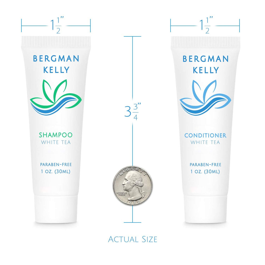 BERGMAN KELLY Hotel Toiletries Bundle: White Tea 1 oz, 100 Pcs | 4-Piece Set