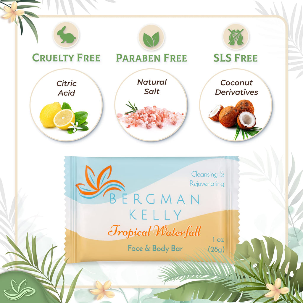 BERGMAN KELLY Hotel Soap Bars - Tropical Waterfall, 1 oz, 100 Count | Travel Size Luxury Bulk Amenities