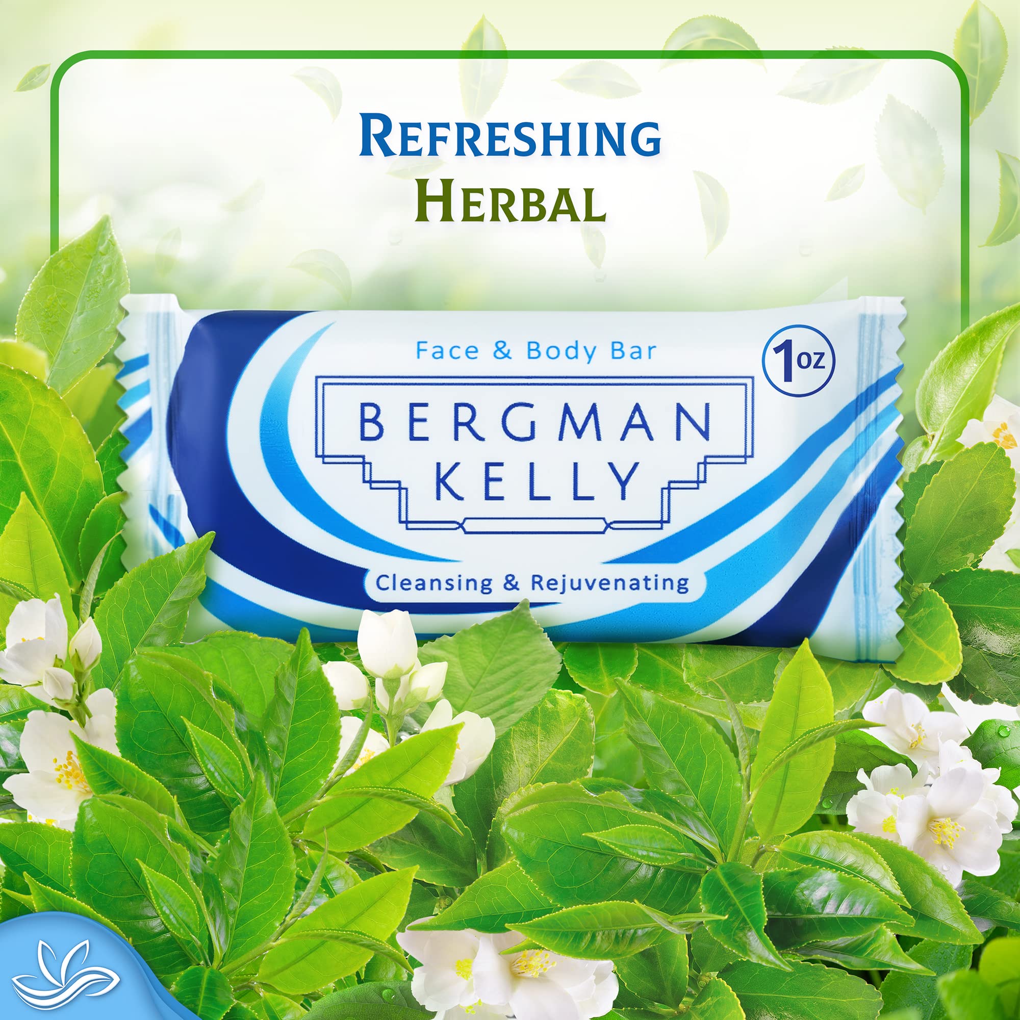 BERGMAN KELLY Rectangle Soap Bars & 2in1 Shampoo & Conditioner Set – White Tea, 1 oz, 100 Hotel Amenities
