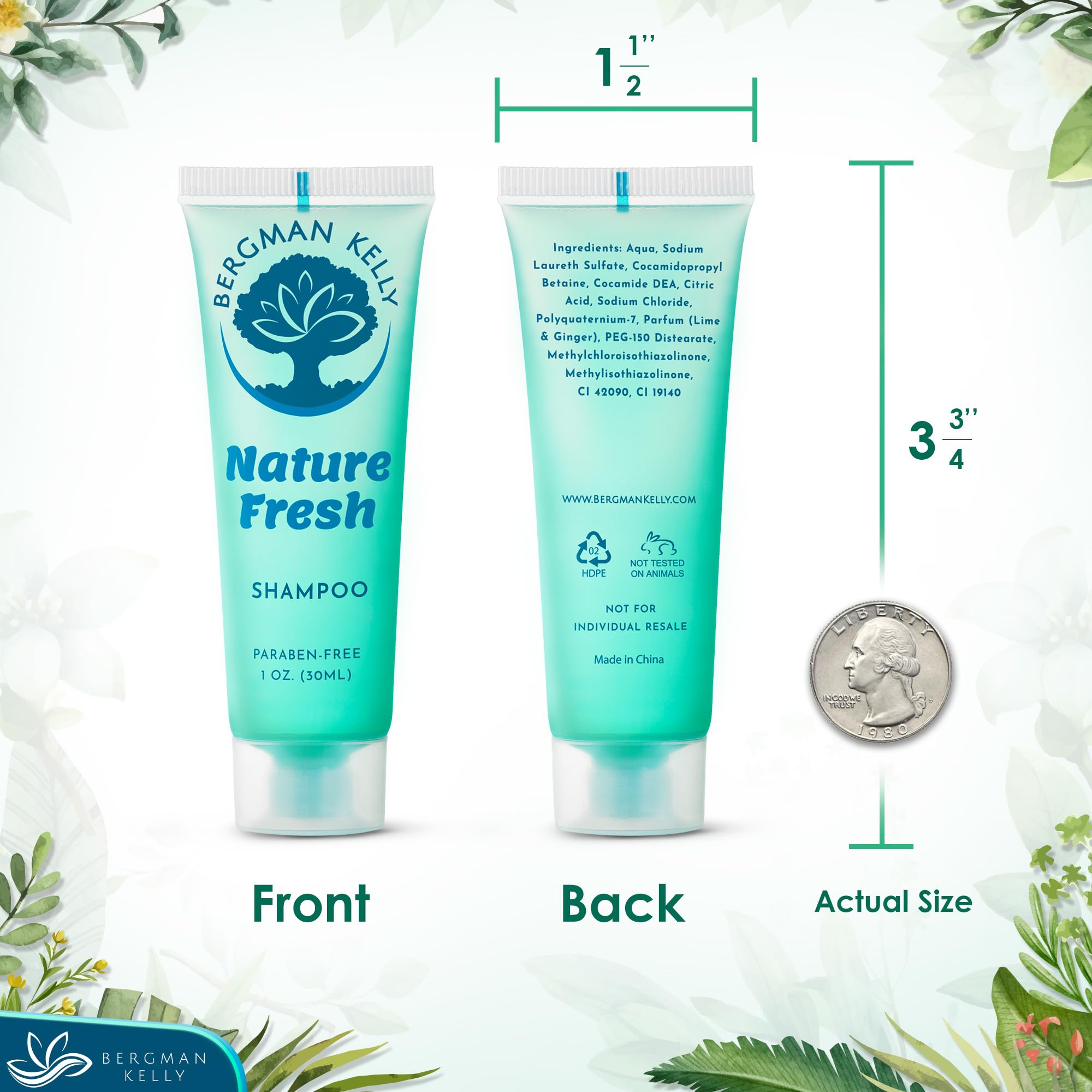 BERGMAN KELLY Hotel Toiletries Bundle – Nature Fresh 200-Piece Bulk Set (Soap, Shampoo, Conditioner, Lotion)
