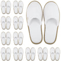 BERGMAN KELLY Spa Slippers – Closed Toe, 12 Pairs, White + Cocoa Trim, Deluxe Padded Sole