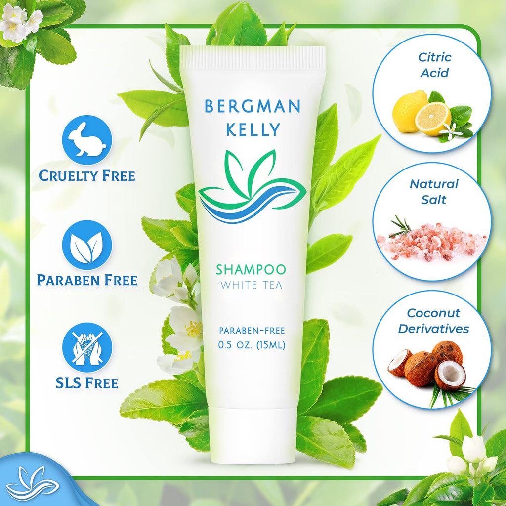 Bergman Kelly Travel Shampoo & Conditioner Set – 0.5 fl oz, 100 pcs, White Tea