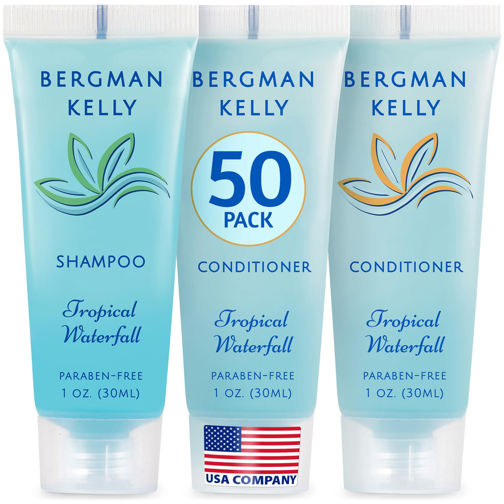 Bergman Kelly Travel Shampoo & Conditioner Set – 100 x 1oz, Tropical Waterfall