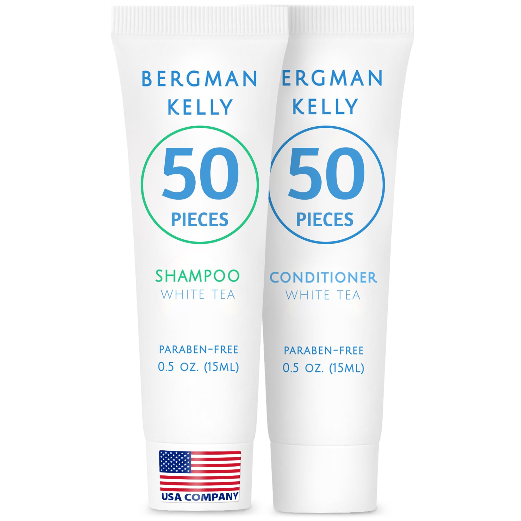 Bergman Kelly Travel Shampoo & Conditioner Set – 0.5 fl oz, 100 pcs, White Tea