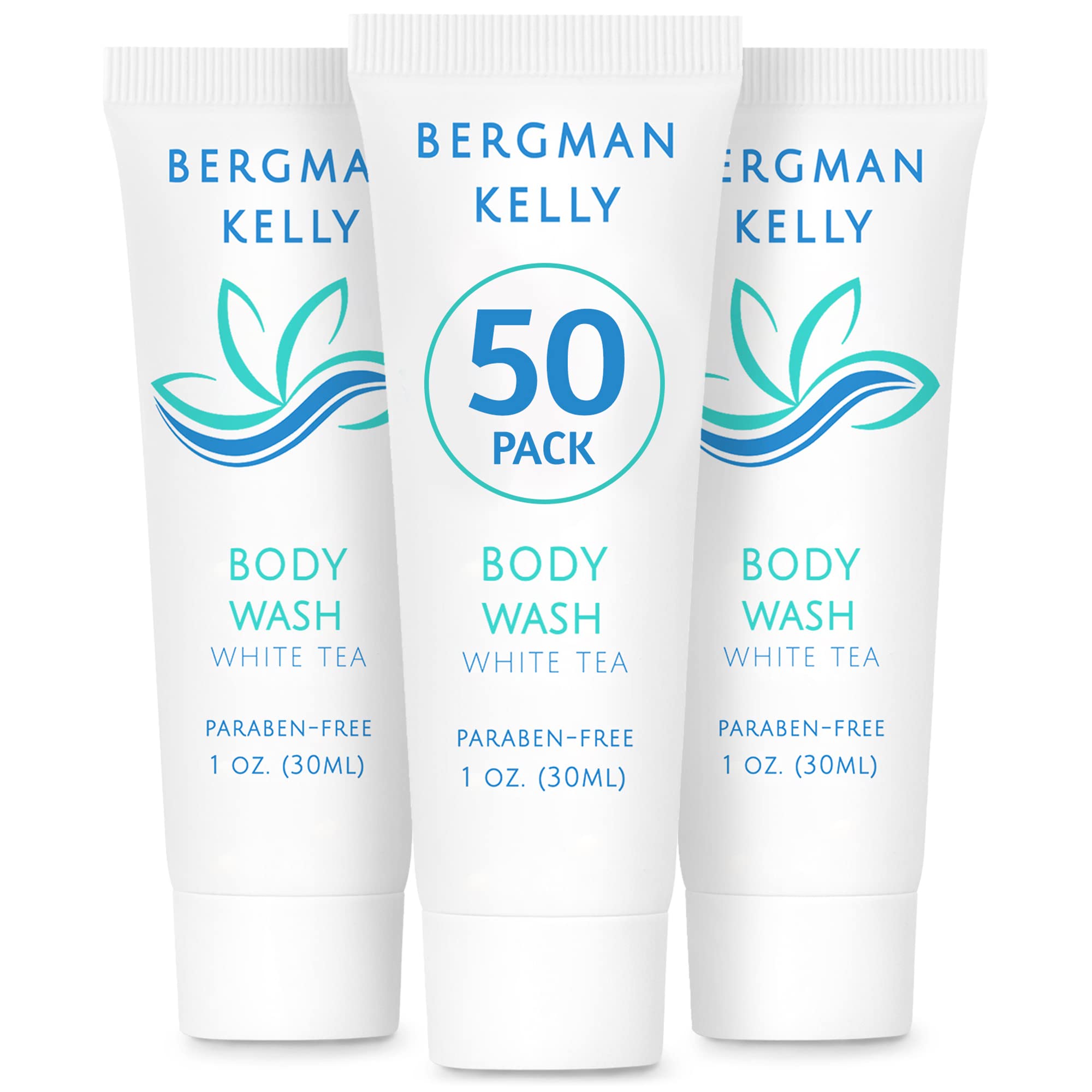 BERGMAN KELLY Travel Size Body Wash – 1 oz, 50-Pack, White Tea