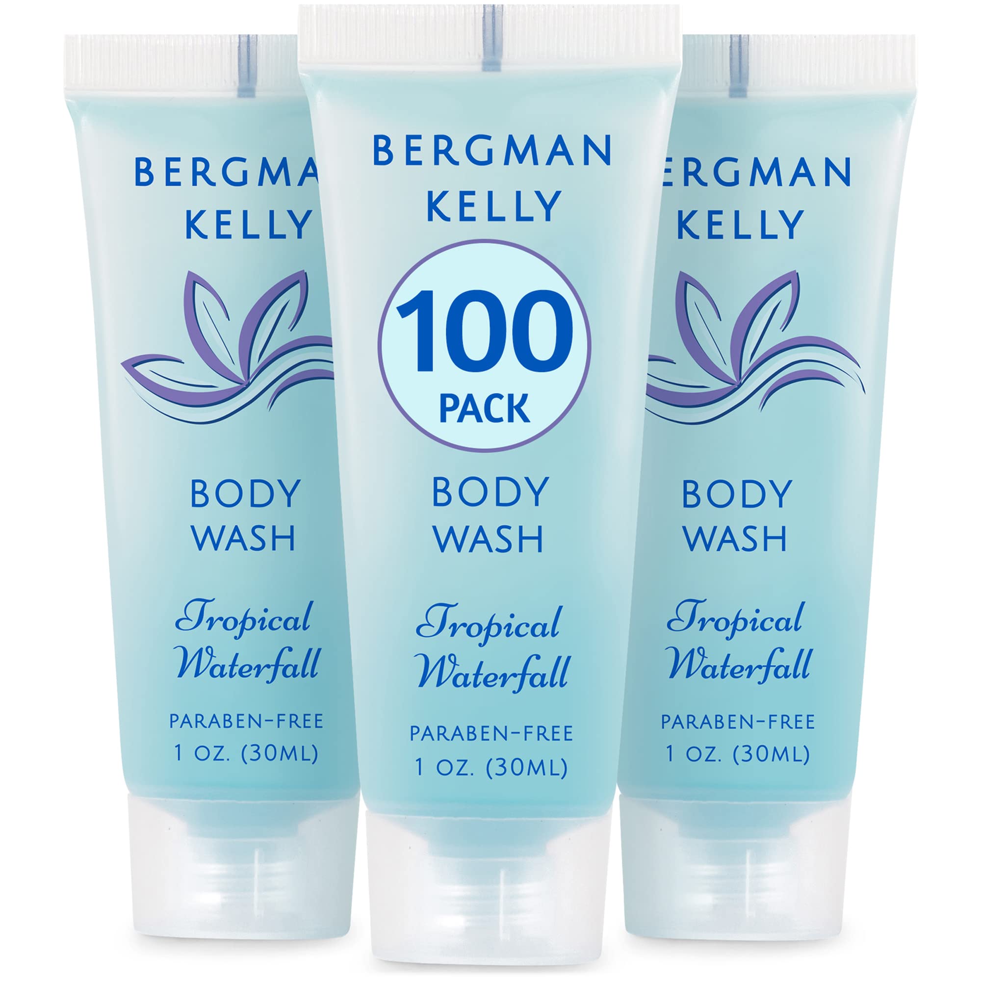 BERGMAN KELLY Travel Size Body Wash – Tropical Waterfall, 1 oz (100 Pack)