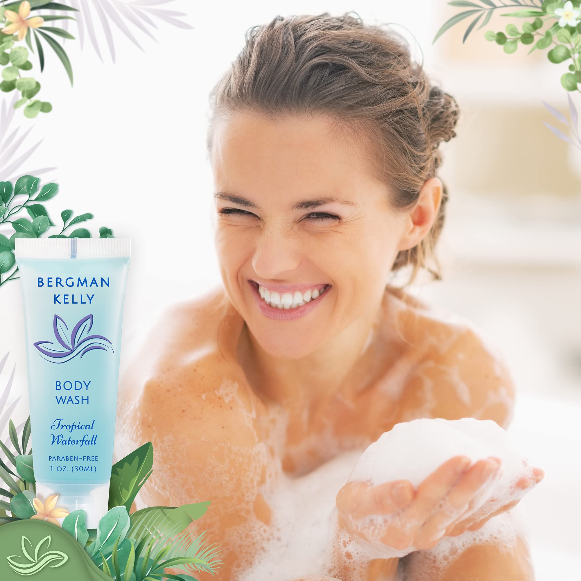 BERGMAN KELLY Travel Size Body Wash – Tropical Waterfall, 1 oz (100 Pack)