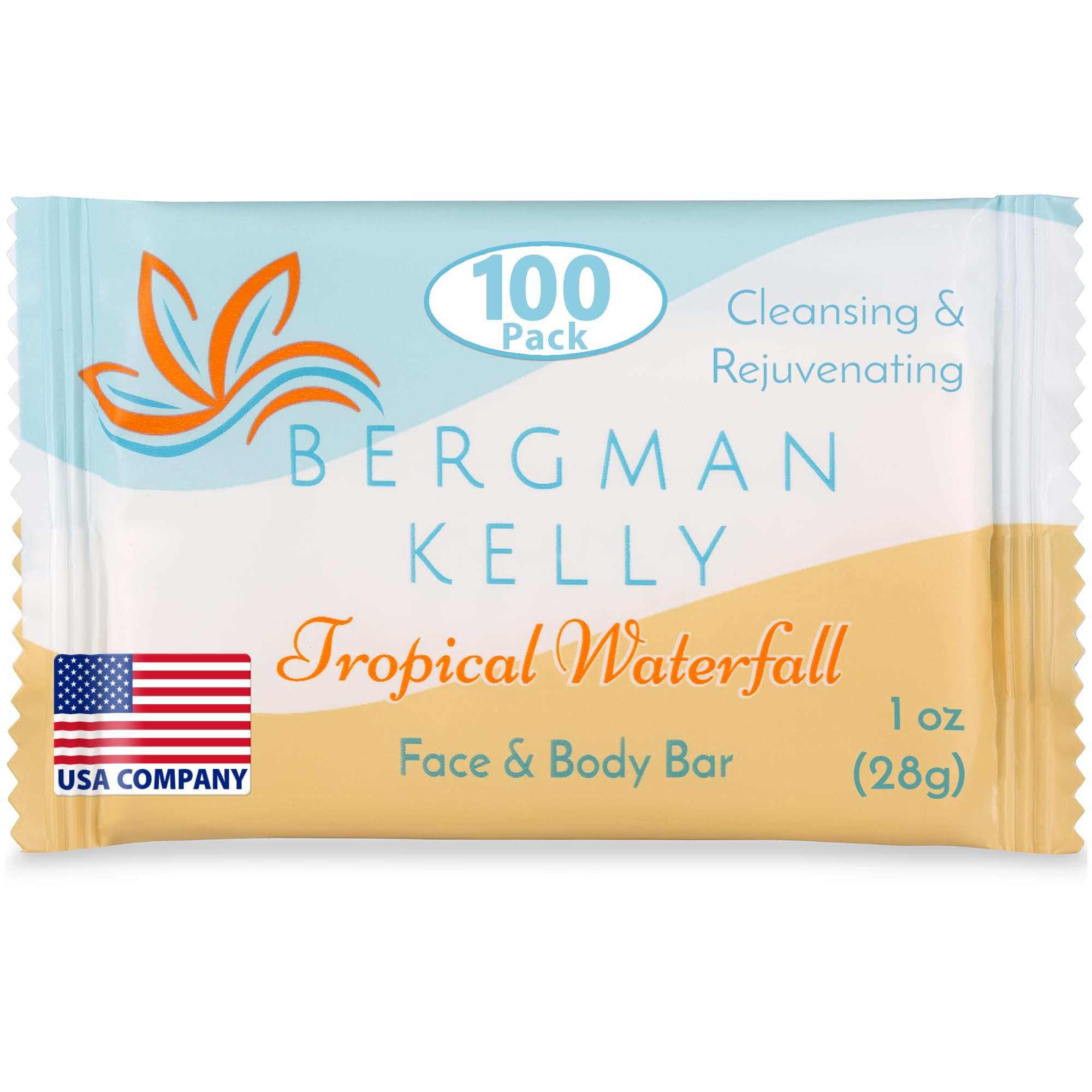 BERGMAN KELLY Hotel Soap Bars - Tropical Waterfall, 1 oz, 100 Count | Travel Size Luxury Bulk Amenities