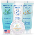 BERGMAN KELLY Hotel Toiletries Bundle – Tropical Waterfall, 1oz Each, 100-Piece Bulk Set (Soap, Shampoo, Conditioner, Lotion)