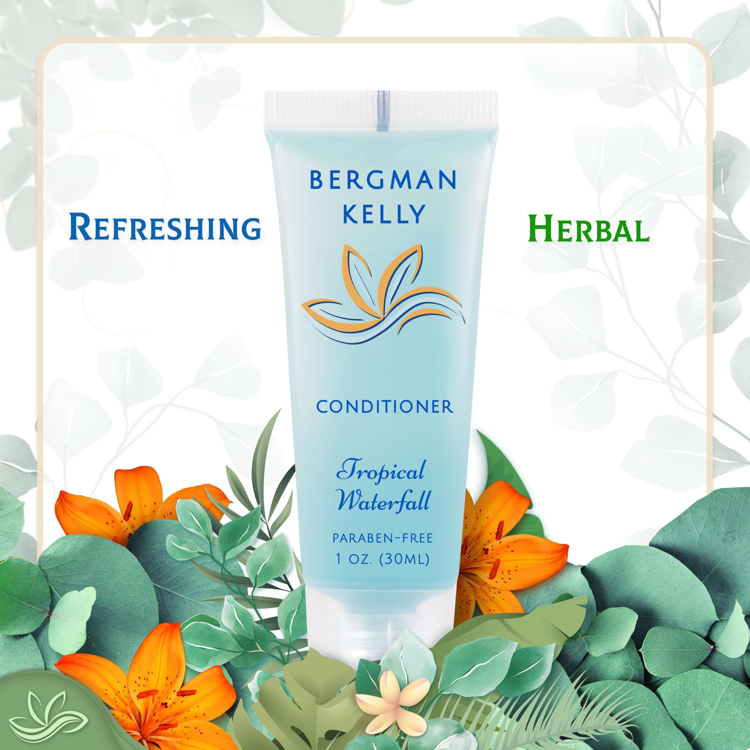 Bergman Kelly Travel Shampoo & Conditioner Set – 100 x 1oz, Tropical Waterfall