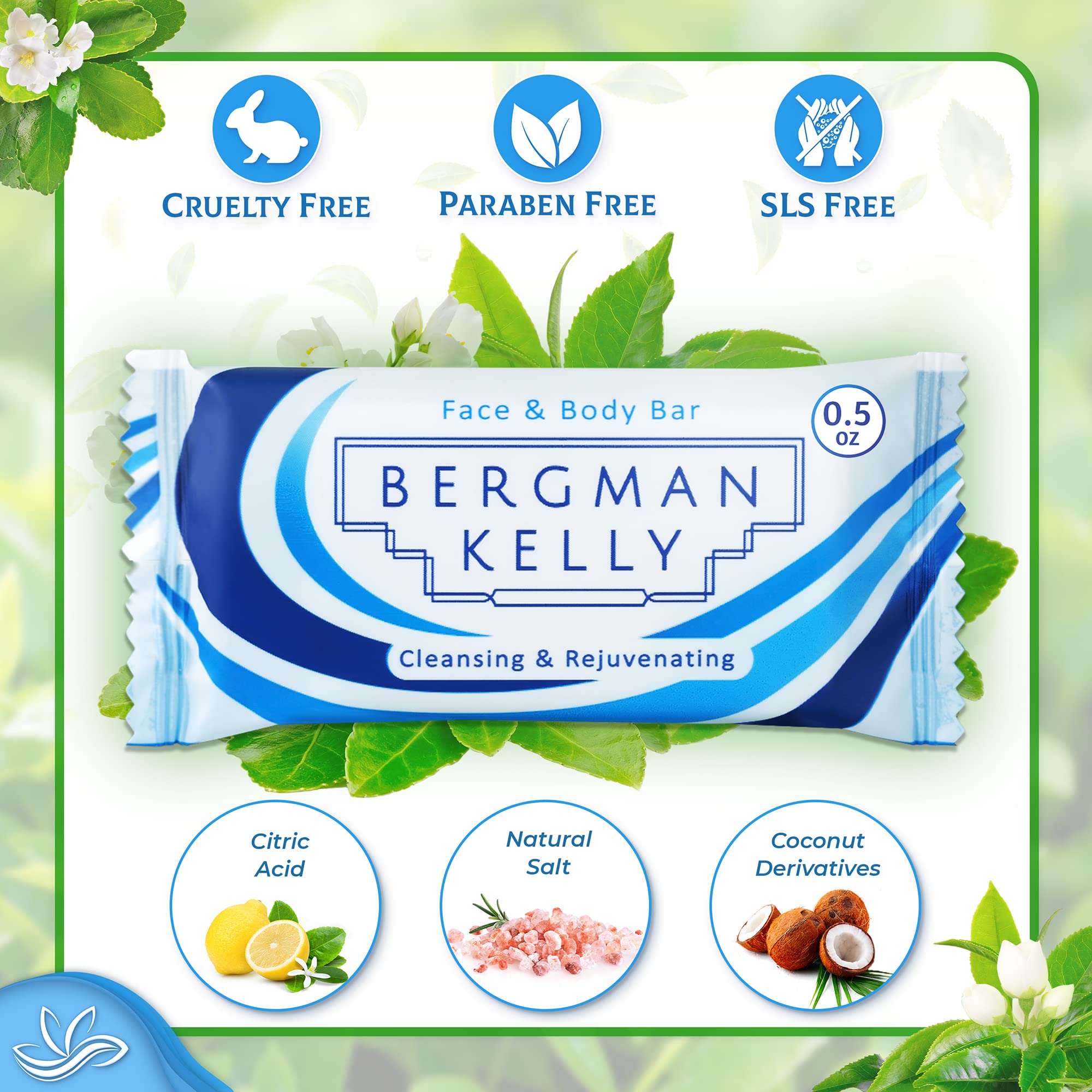 BERGMAN KELLY Hotel Soap Bars White Tea 0.5 oz 100 Count Travel Size