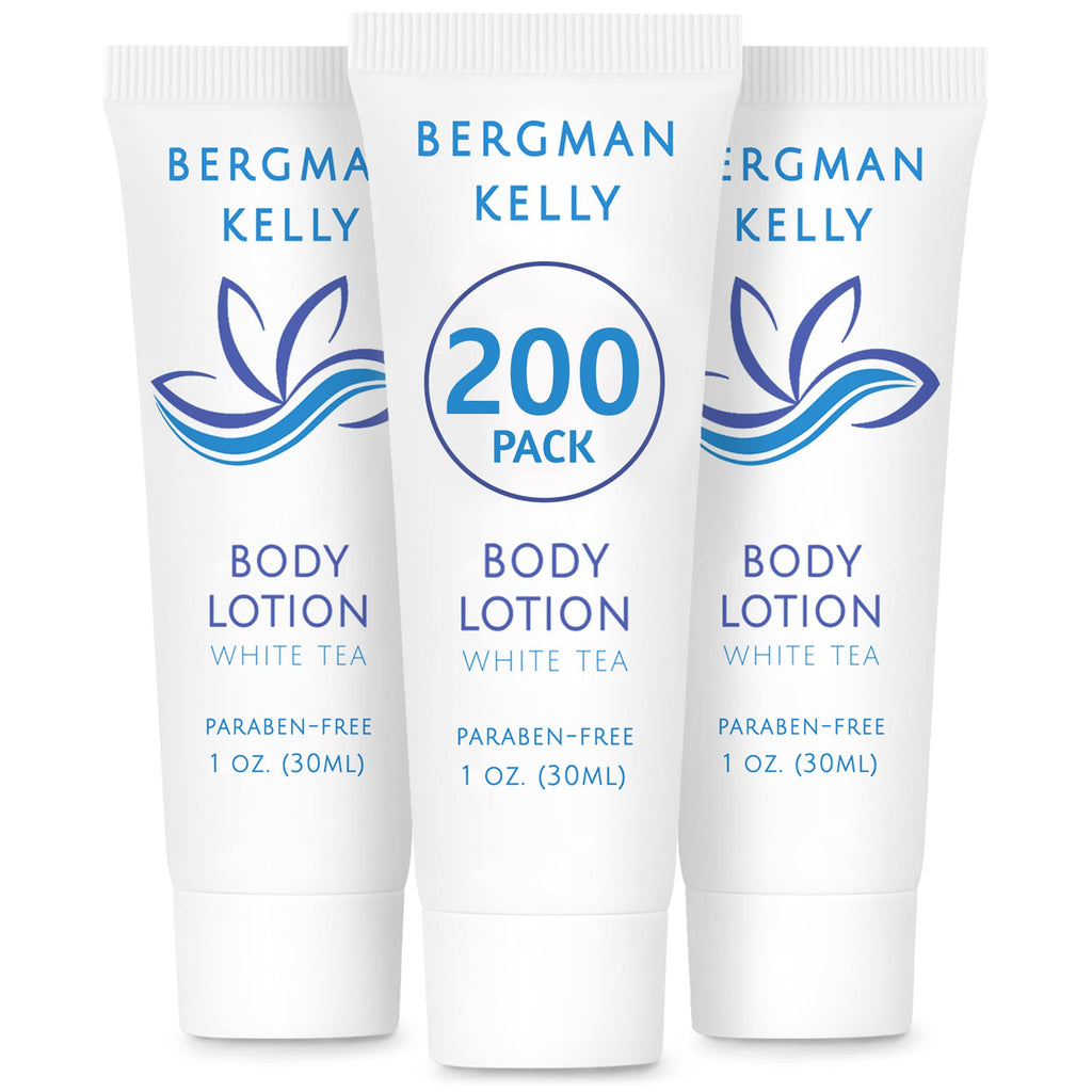 BERGMAN KELLY Travel Size Lotion 1oz – White Tea Scent, 200 Count Bulk Hotel Amenities