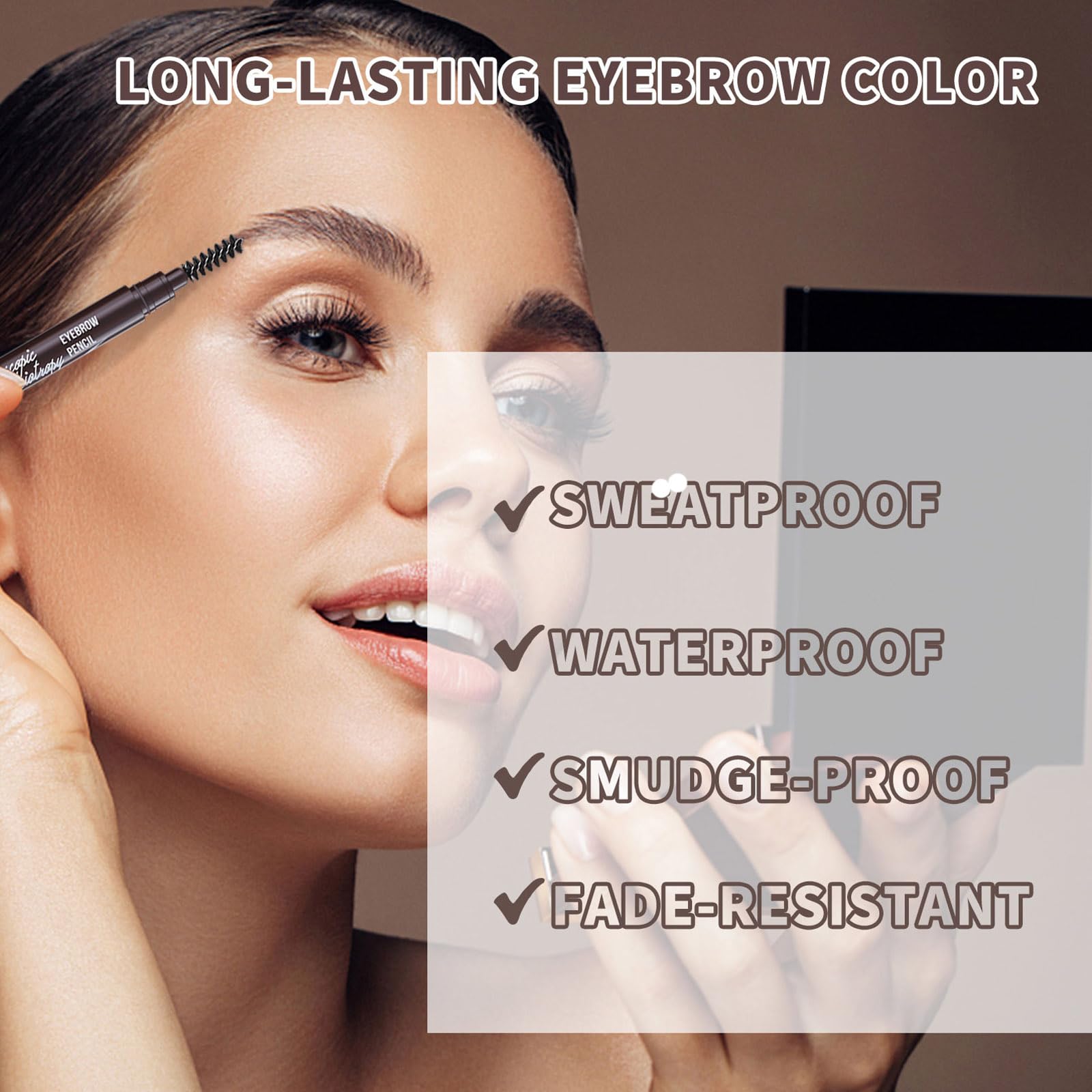 Berinist 12pcs Black Waterproof Eyebrow Pencils – Dual-End Retractable with Brush and Triangular Tip