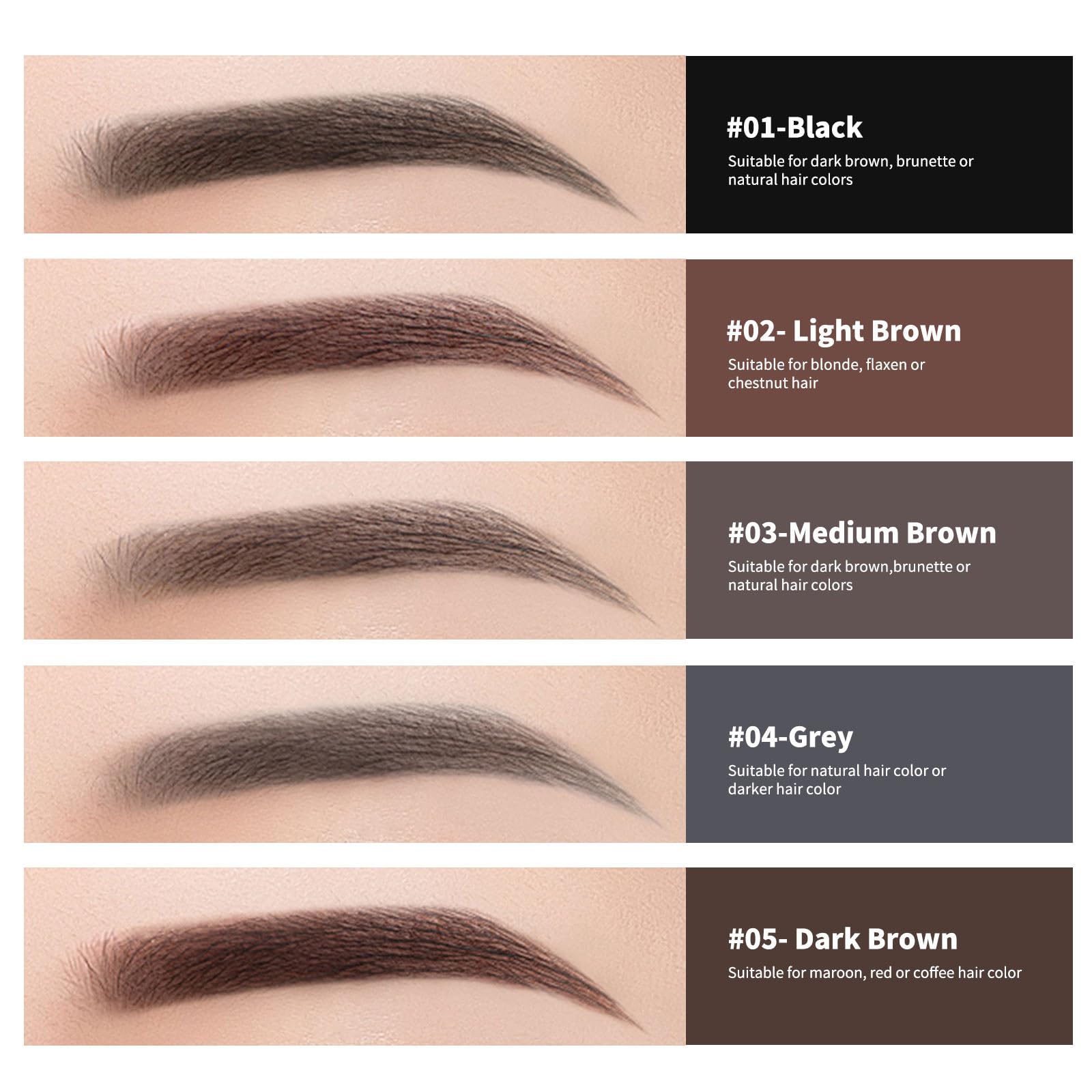 Berinist 12pcs Black Waterproof Eyebrow Pencils – Dual-End Retractable with Brush and Triangular Tip