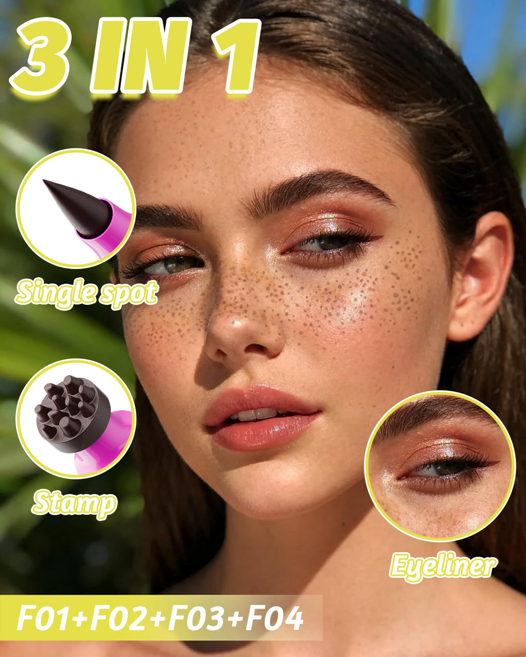 Berinist 4-Color Freckle Stamp Pen Kit — 2-in-1 Waterproof Freckle Pen for Natural Sun-Kissed Looks