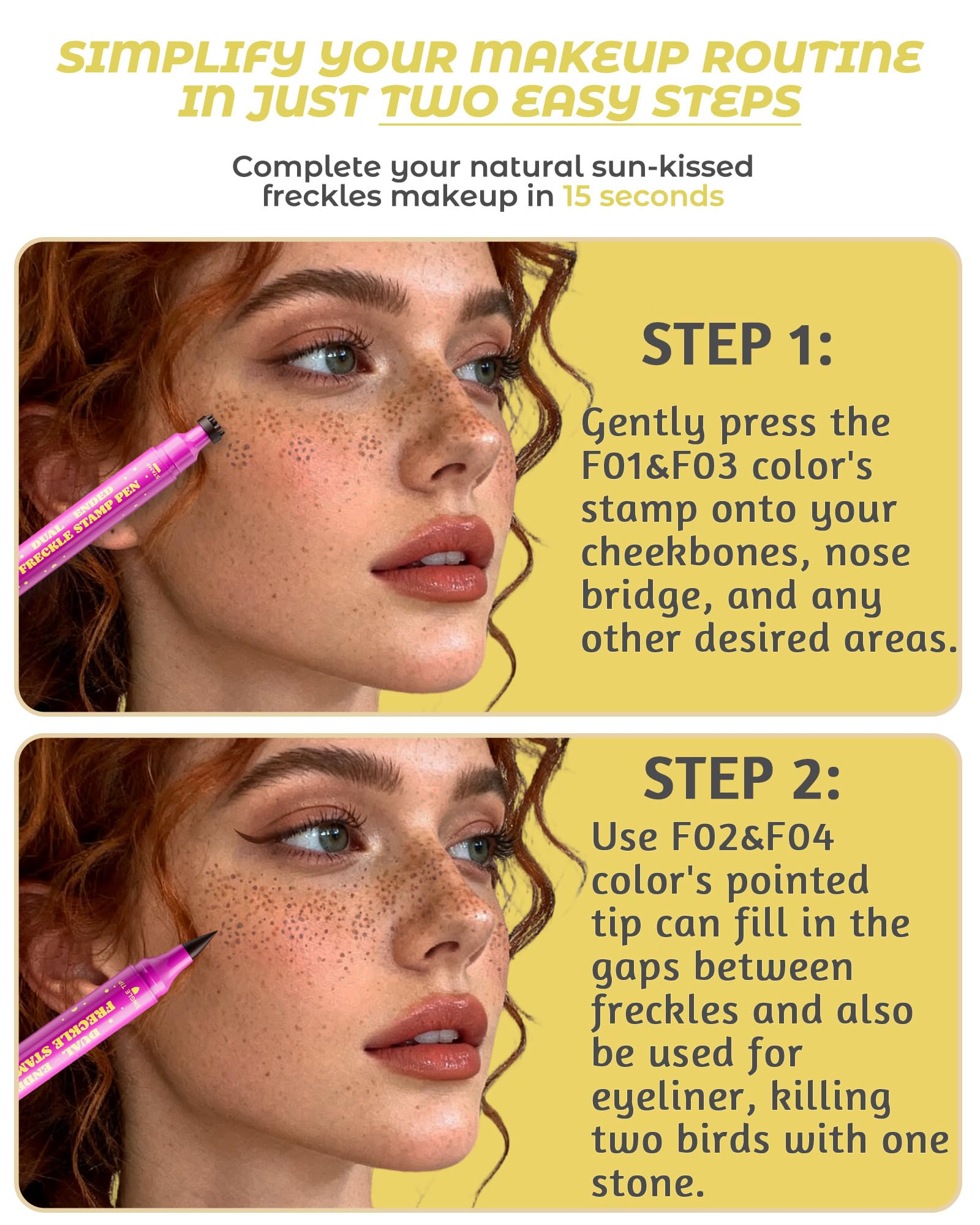 Berinist 4-Color Freckle Stamp Pen Kit — 2-in-1 Waterproof Freckle Pen for Natural Sun-Kissed Looks