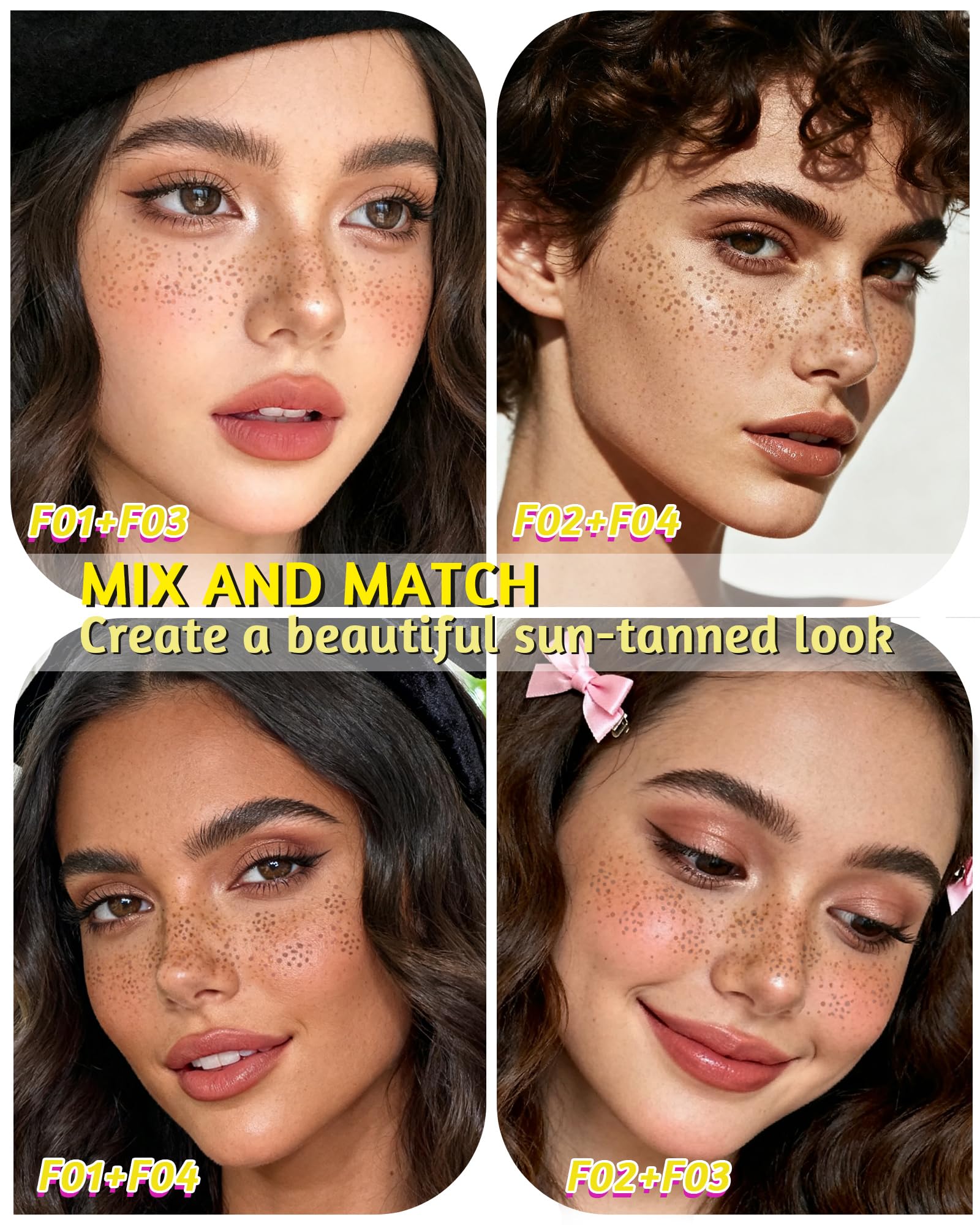 Berinist 4-Color Freckle Stamp Pen Kit — 2-in-1 Waterproof Freckle Pen for Natural Sun-Kissed Looks