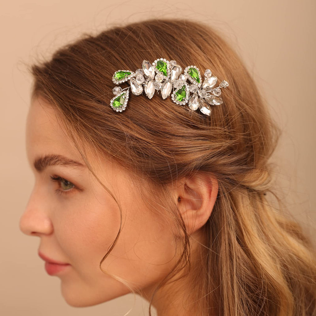 BERYUAN Bridal Hair Comb – Rhinestone Teardrop in Gold & Purple