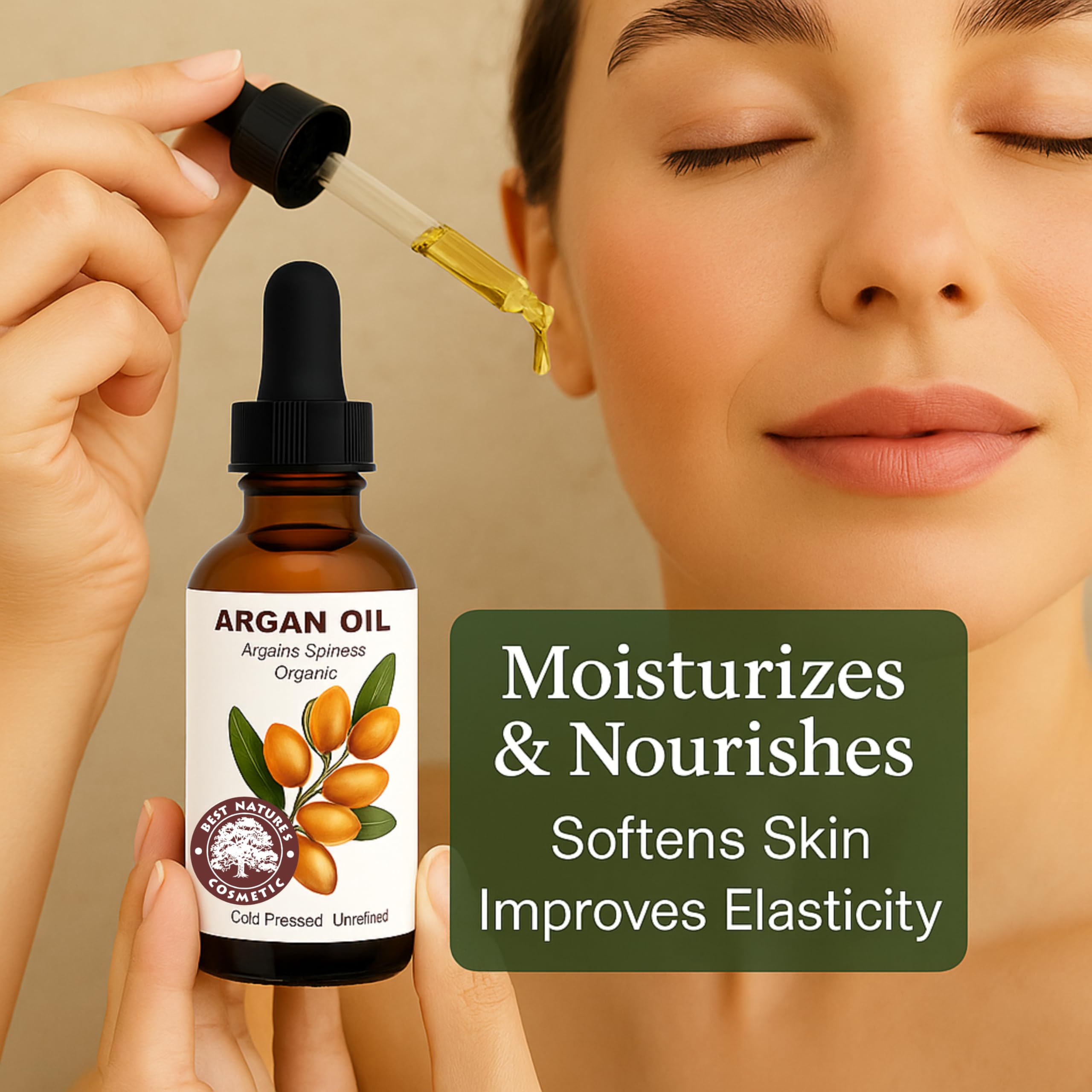 Best Nature's Cosmetics Argan Oil – 100% Pure & Cold-Pressed from Morocco – 2 fl oz