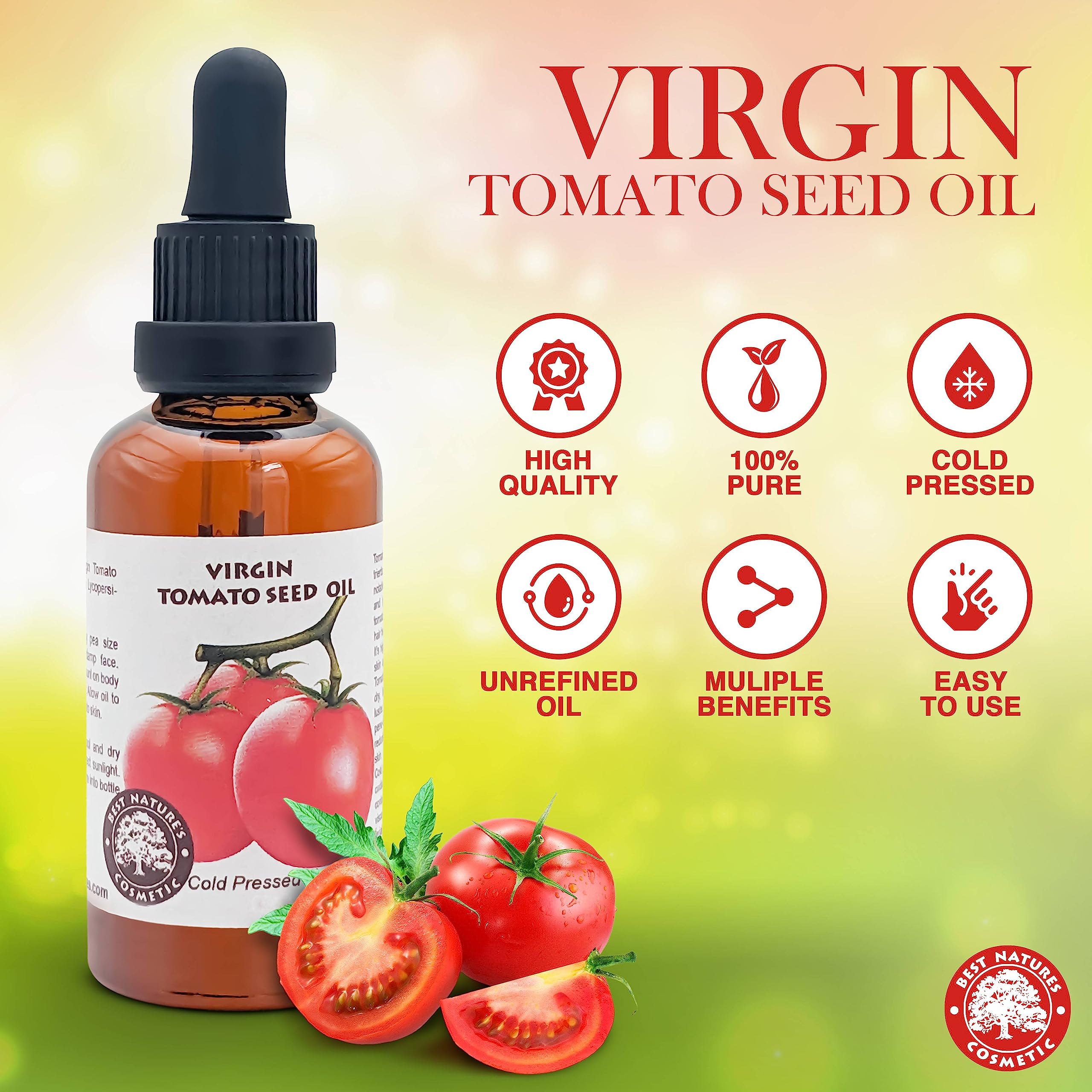 Best Nature's Tomato Seed Oil – Cold Pressed, Unrefined (2 oz) | Skin & Hair Moisturizer | Best Nature's Cosmetics