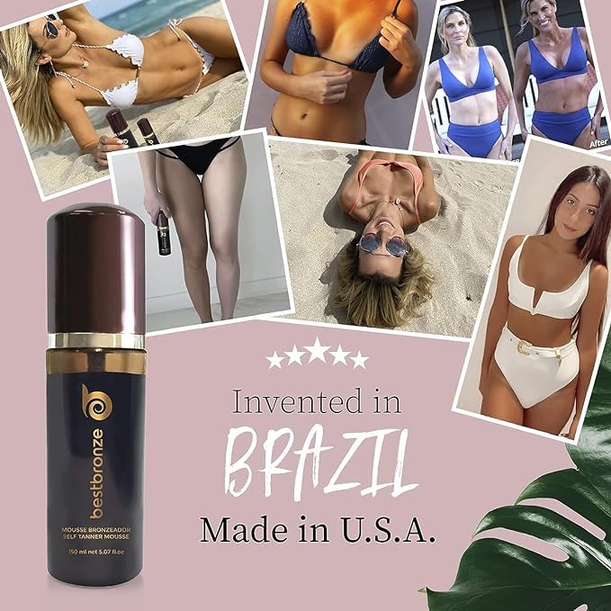 Best Bronze Tinted Self Tanner Mousse with Mitt – Buildable, Vegan Sunless Tan