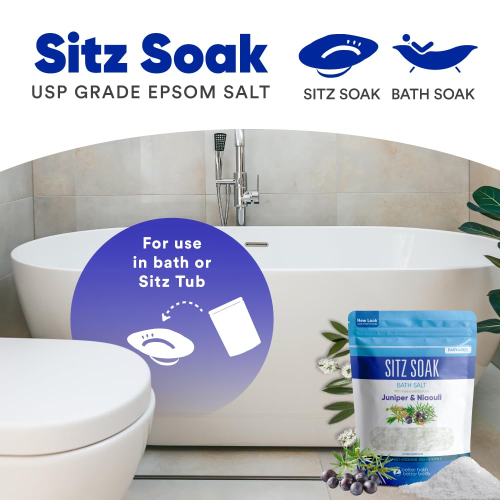 Better Bath Better Body Sitz Bath Soak – 2 Lbs Epsom Salt with Pure Essential Oils | Made in USA