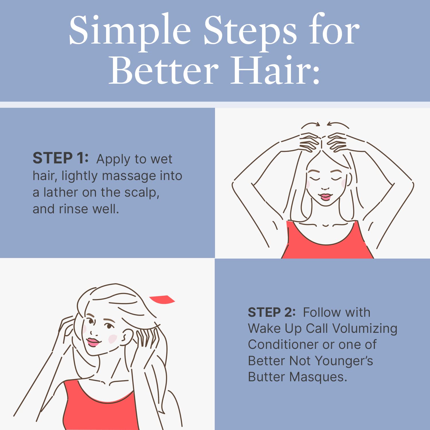 Better Not Younger Wake Up Call Volumizing Biotin Shampoo — 16 oz for Women Over 40 (Sulfate Free, Color Safe)