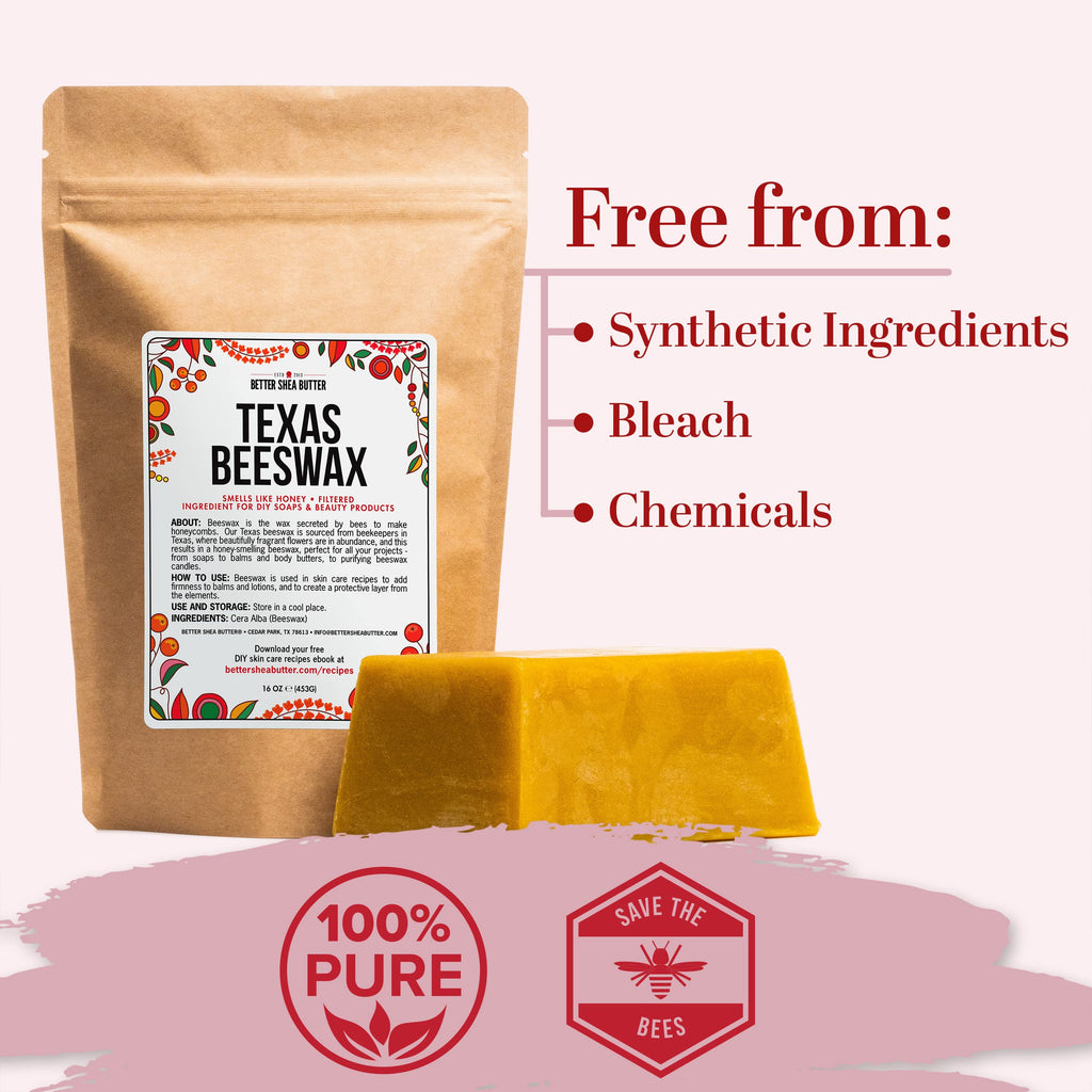 Better Shea Butter Beeswax Bar – 1 lb Raw Wax for Candle Making, Lotion & Lip Balms