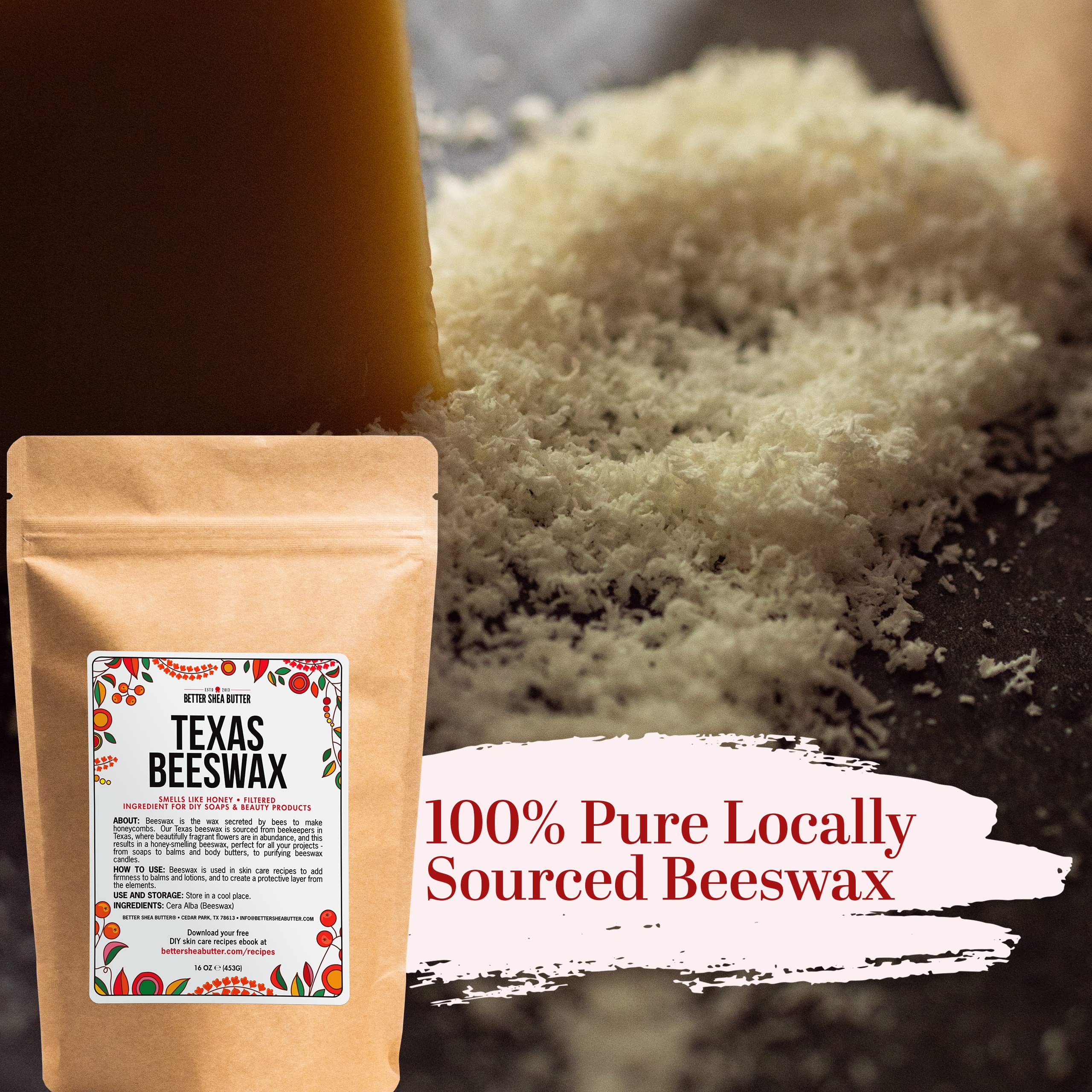 Better Shea Butter Beeswax Bar – 1 lb Raw Wax for Candle Making, Lotion & Lip Balms